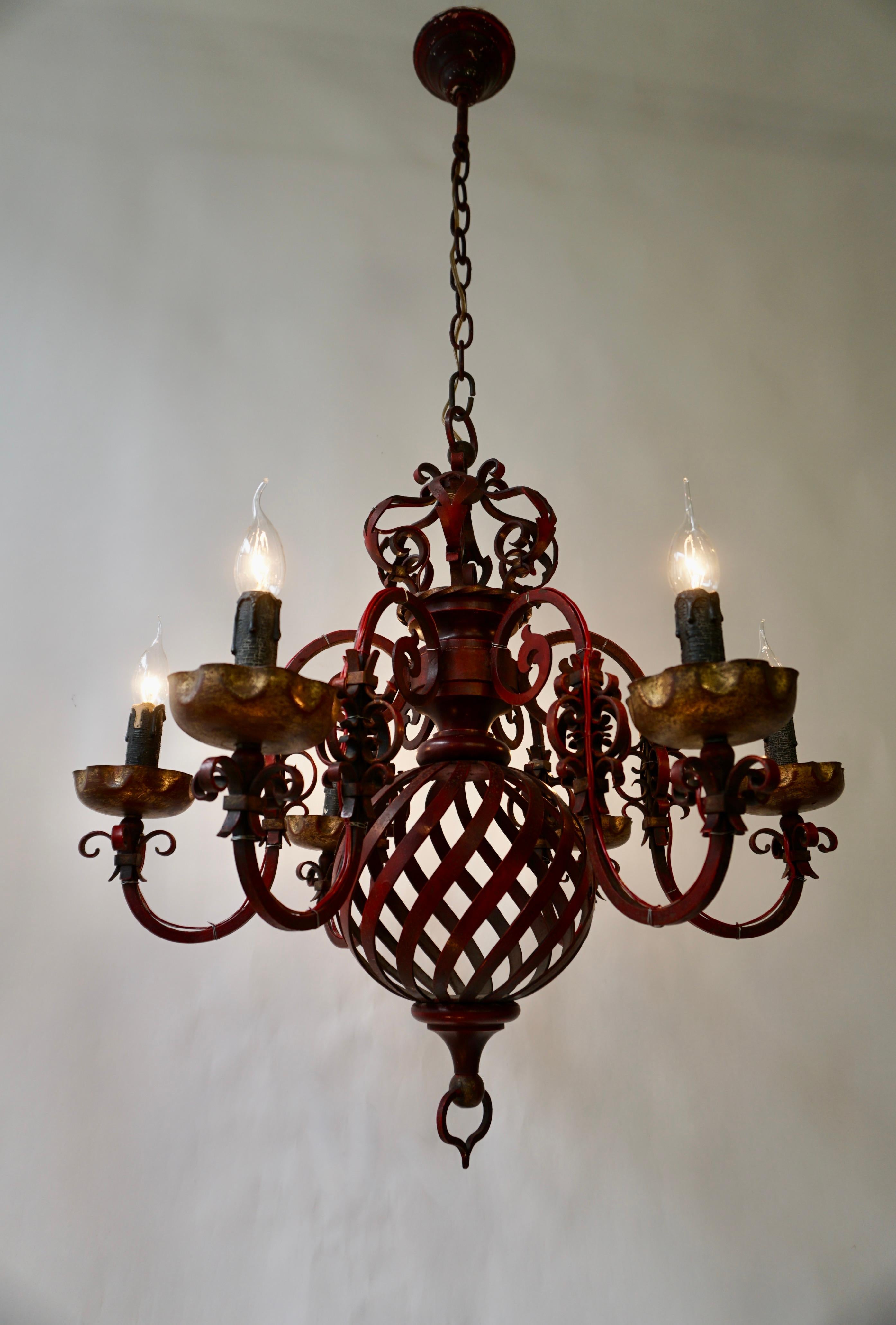 French Wrought Iron Chandelier In Good Condition For Sale In Antwerp, BE