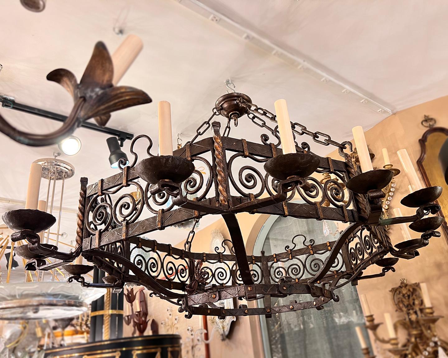 French Wrought Iron Chandelier For Sale 4