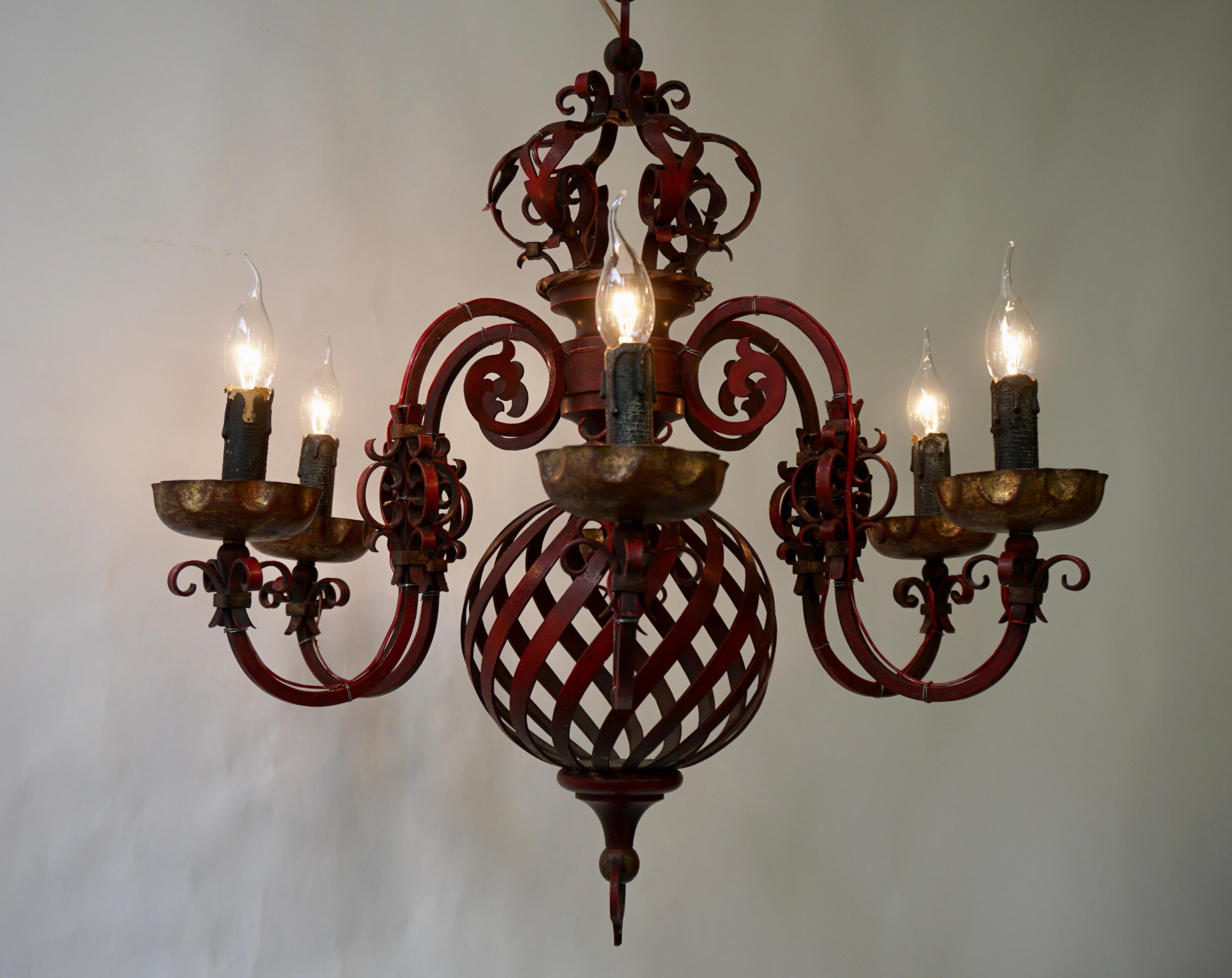 French Wrought Iron Chandelier For Sale 1