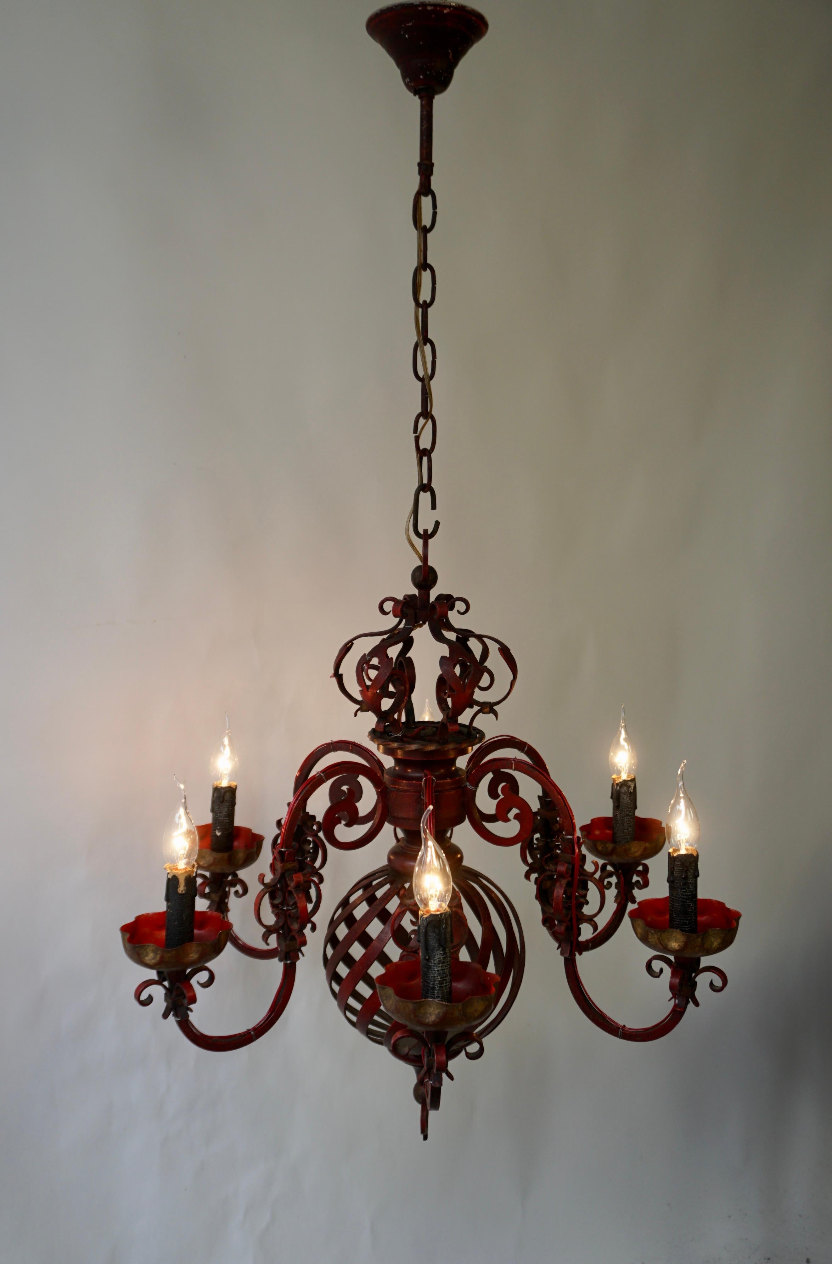 French Wrought Iron Chandelier For Sale 2