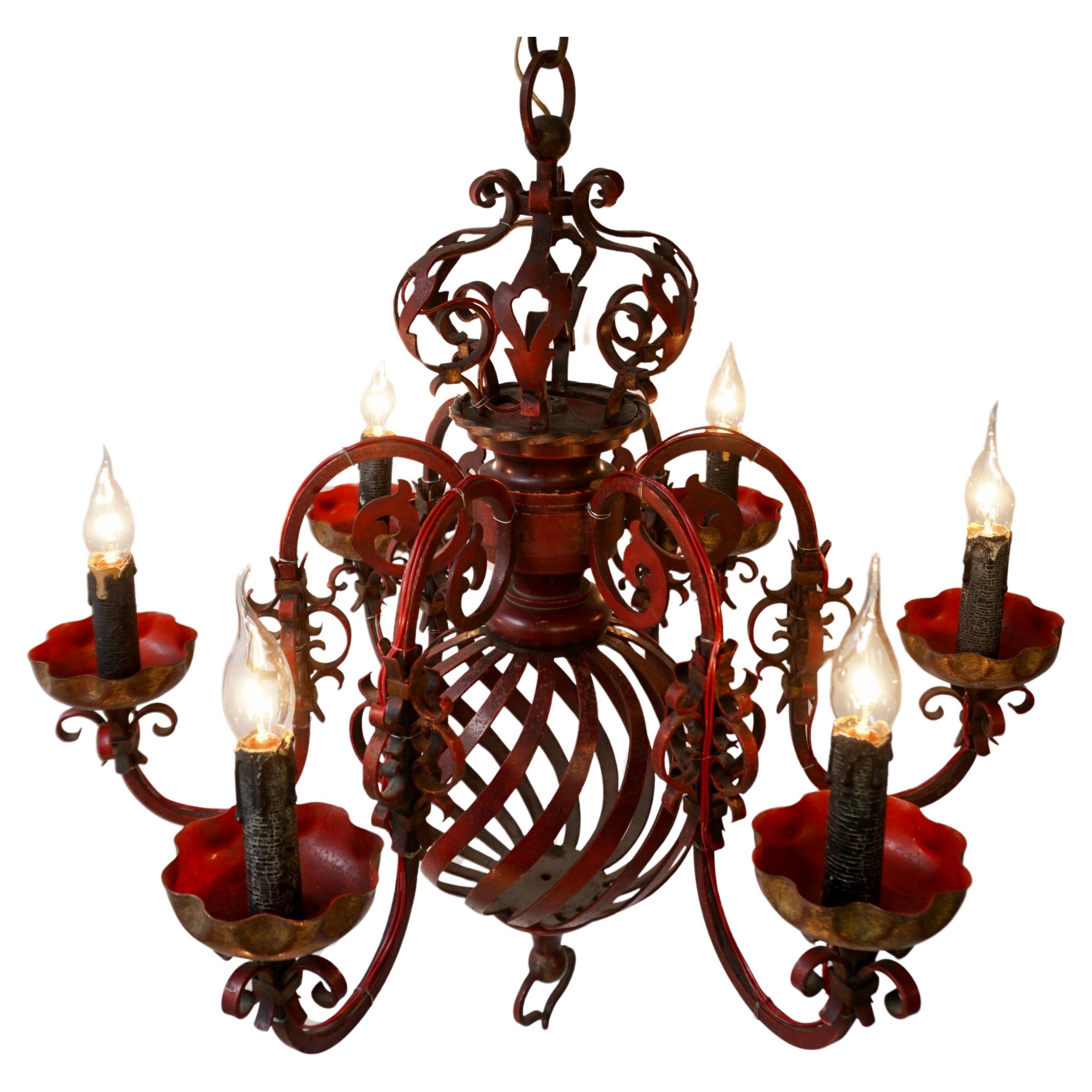 French Wrought Iron Chandelier For Sale