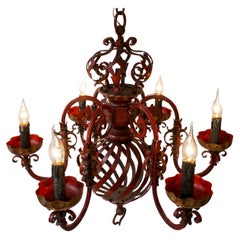 Vintage French Wrought Iron Chandelier