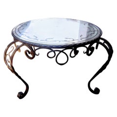 Mesa Cocktail Francesa de Hierro Forjado con Tablero Églomisé