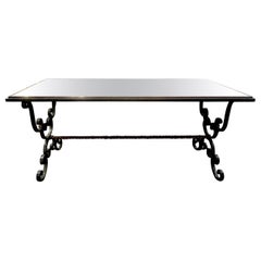 French Wrought Iron Cocktail Table with Mirrored Top