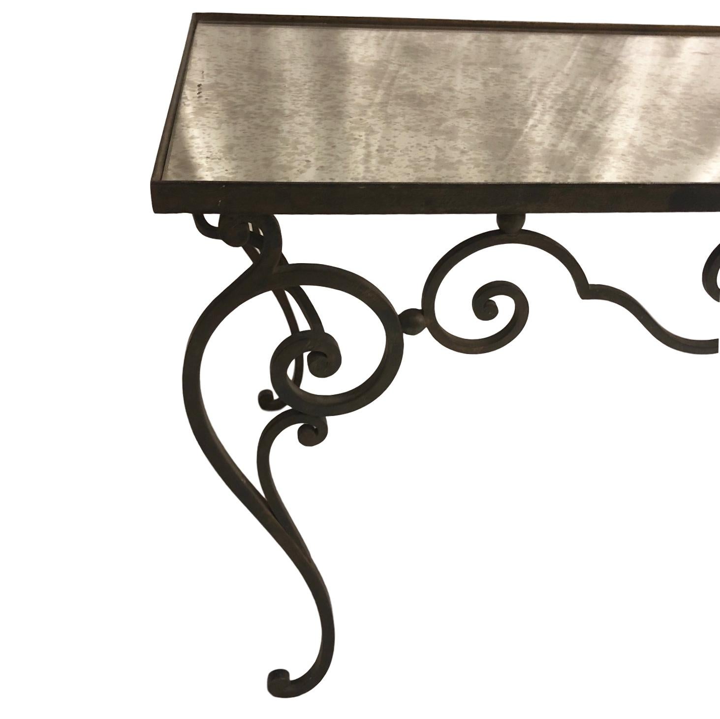 French Wrought Iron Coffee Table In Good Condition For Sale In New York, NY