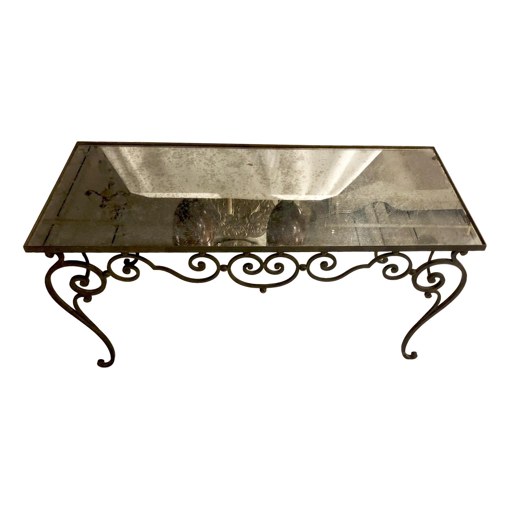 Mid-20th Century French Wrought Iron Coffee Table For Sale