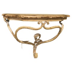 19th Century French Wrought Iron Console Table with Scroll Design