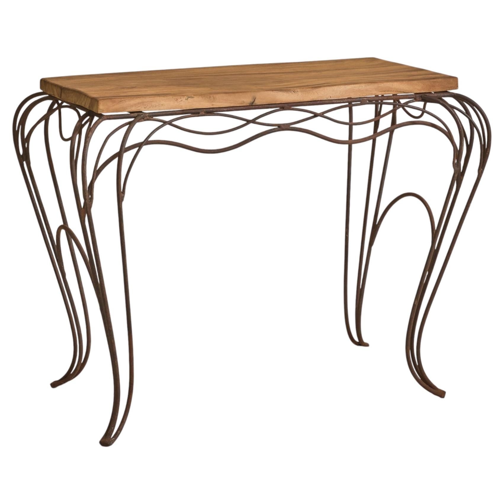 French Wrought-Iron Console Table in the Manner of Andre Dubreuil