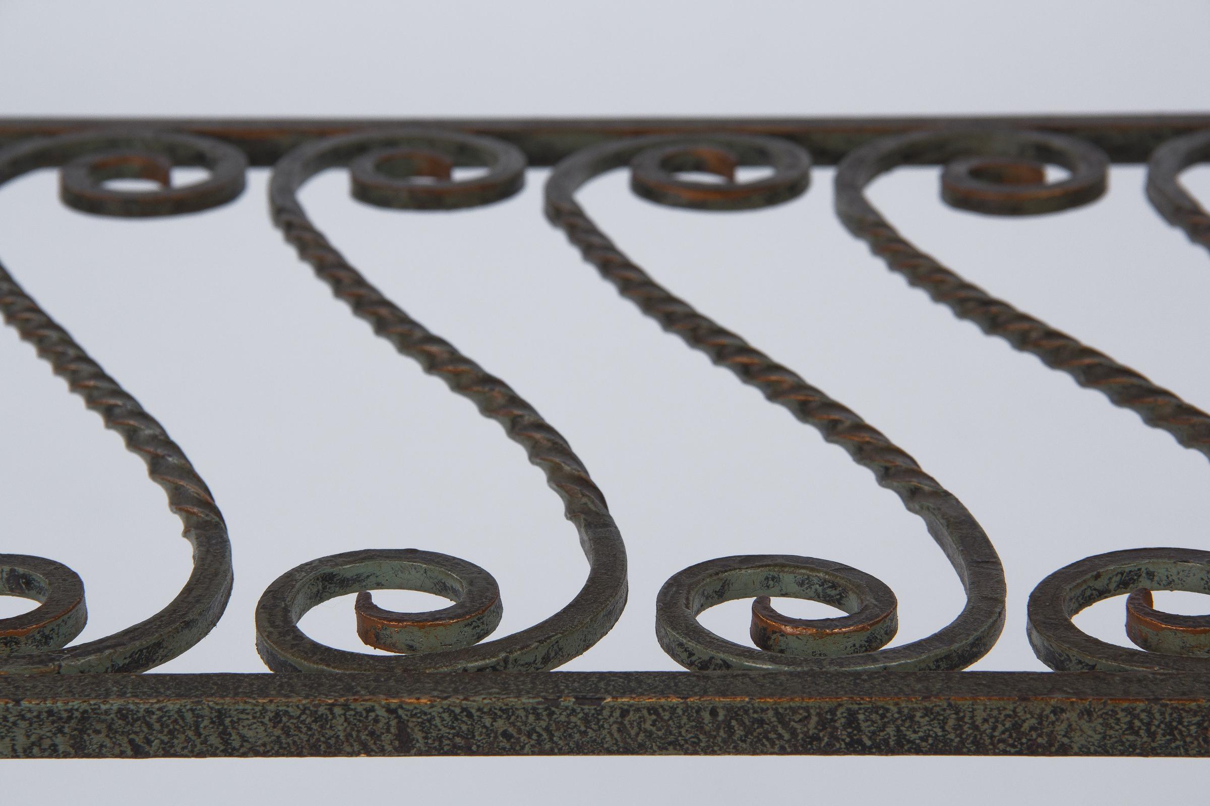 French Wrought Iron Console Table with Glass Top, 1940s 3