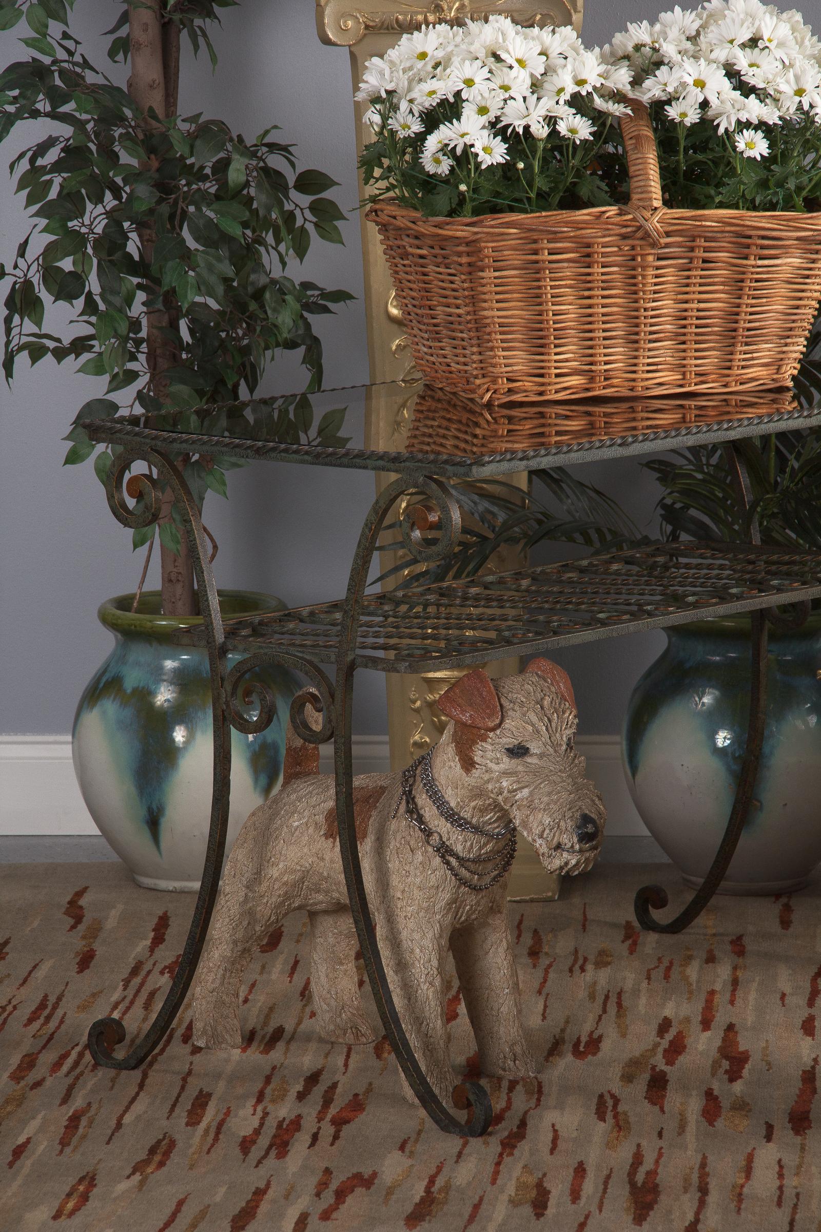 French Wrought Iron Console Table with Glass Top, 1940s 7