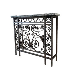 French Wrought Iron Console Table with Slate Top