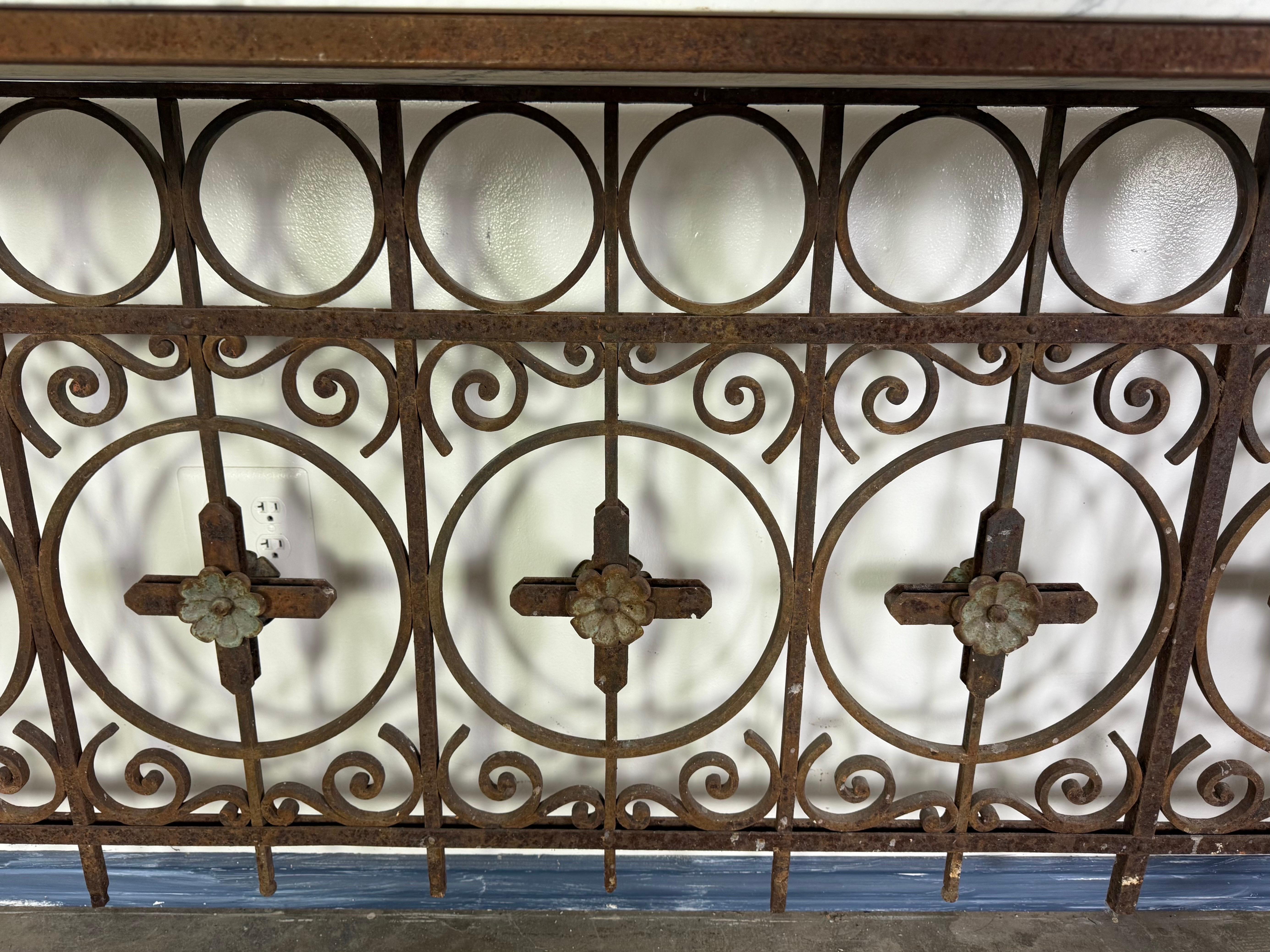 French Wrought Iron Console w/ Marble Top 9
