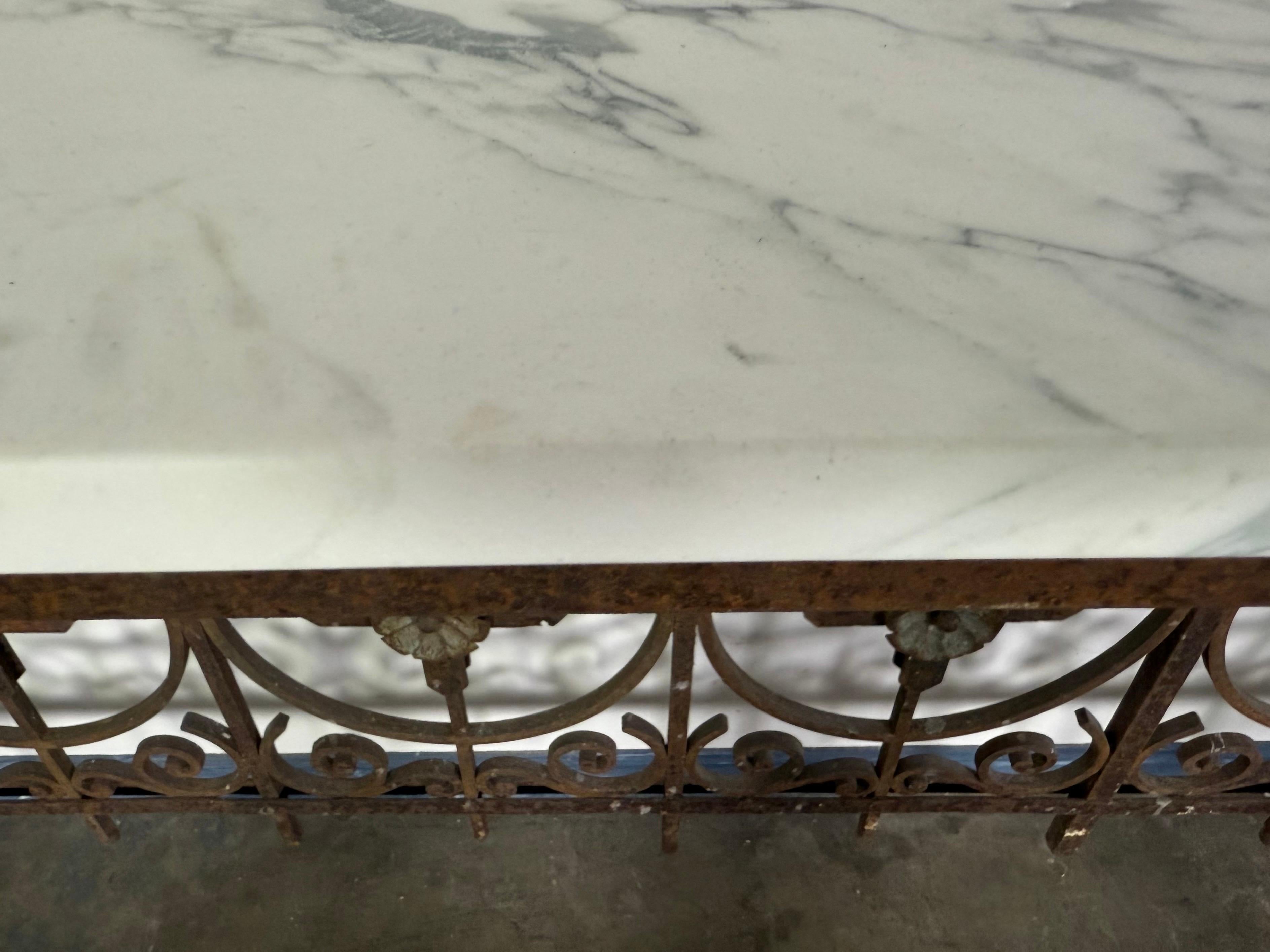 French Wrought Iron Console w/ Marble Top 14