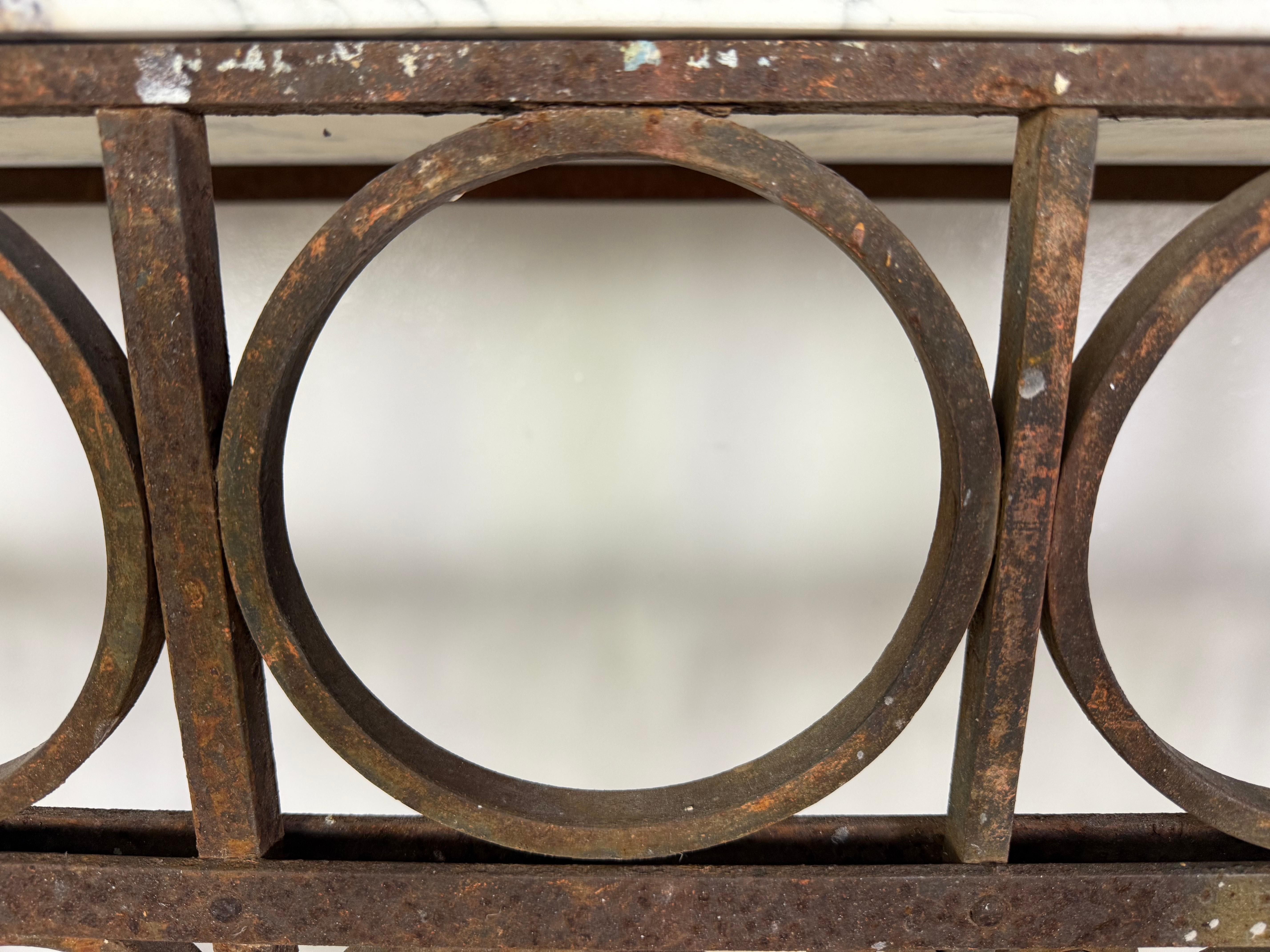 19th Century French Wrought Iron Console w/ Marble Top