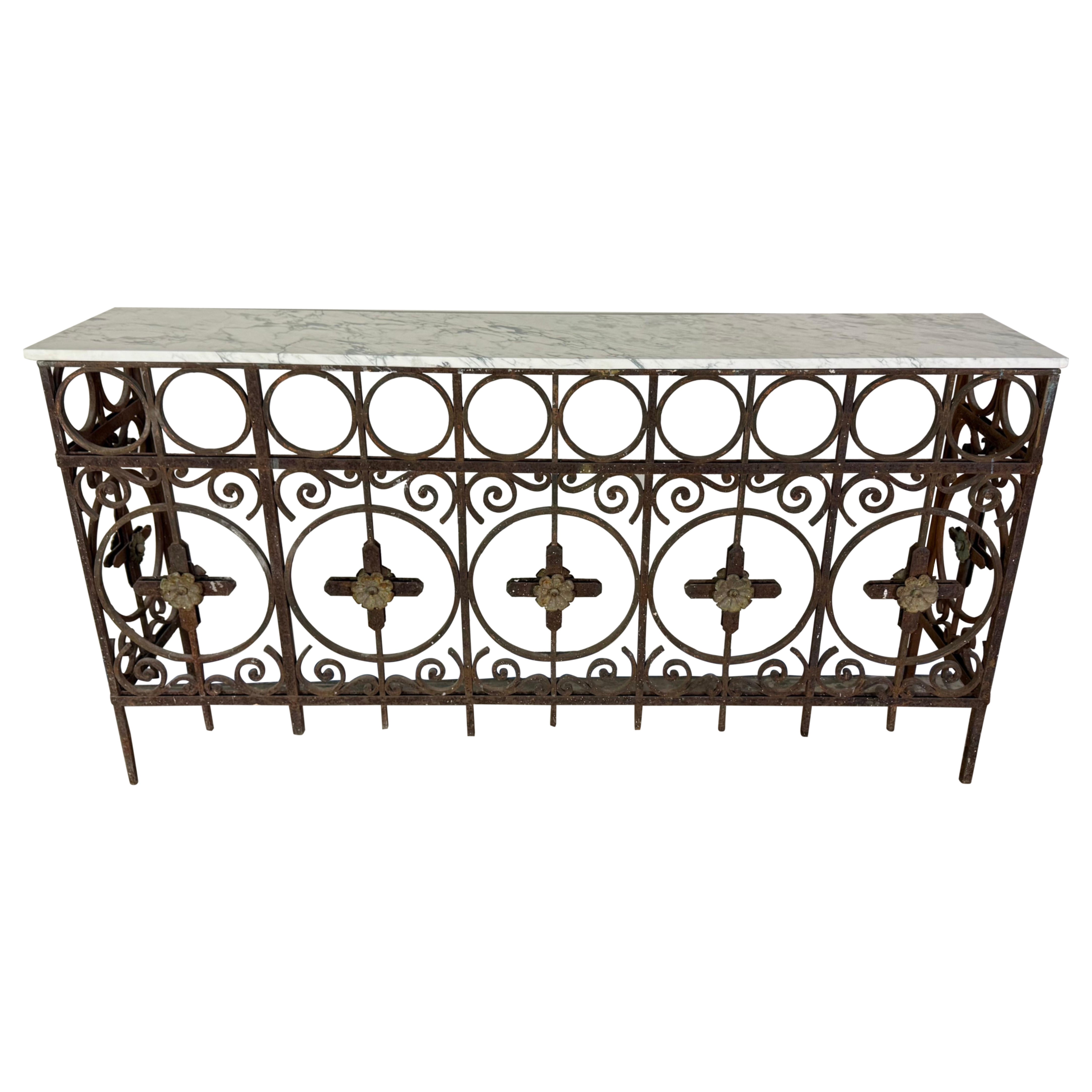 French Wrought Iron Console w/ Marble Top
