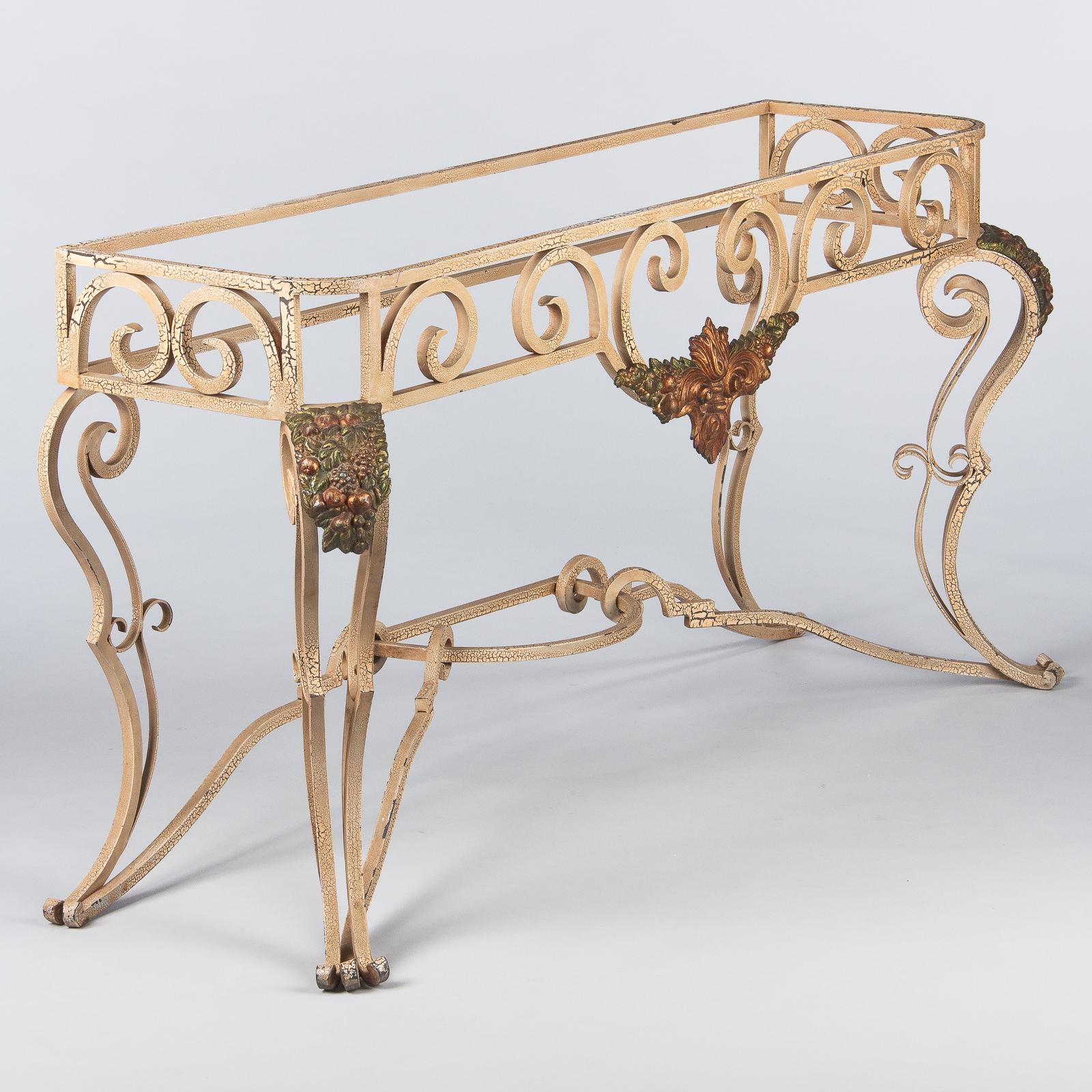 French Wrought Iron Console Table with Marble Top, 1950s 2