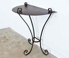 French Wrought Iron Demilune Console in New Powder-coat