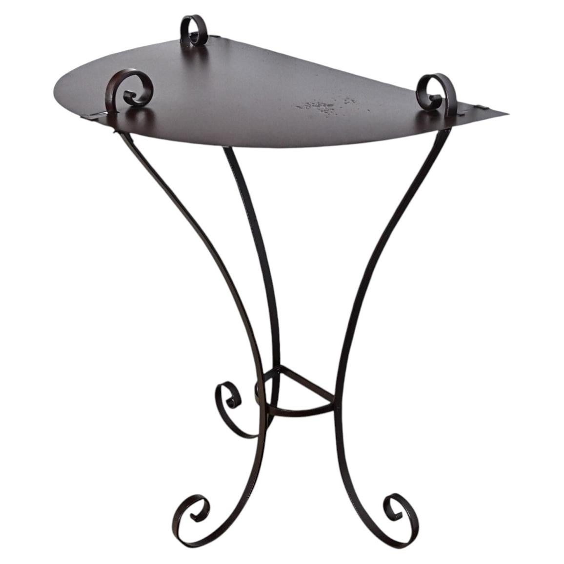 French Wrought Iron Demilune Console in New Powder-coat