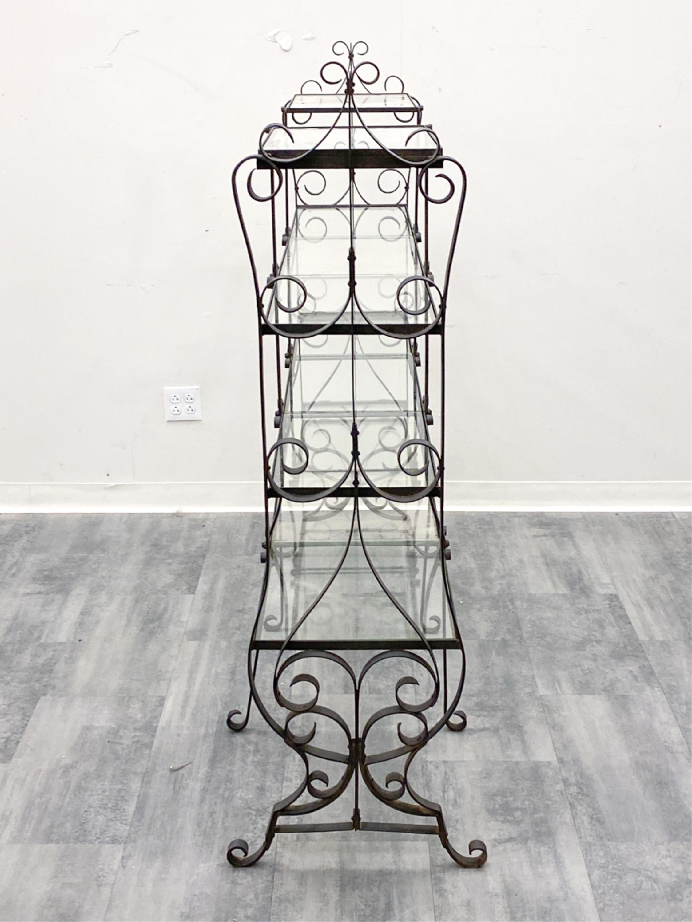 French Wrought Iron Etagere w/ Glass Shelves 5