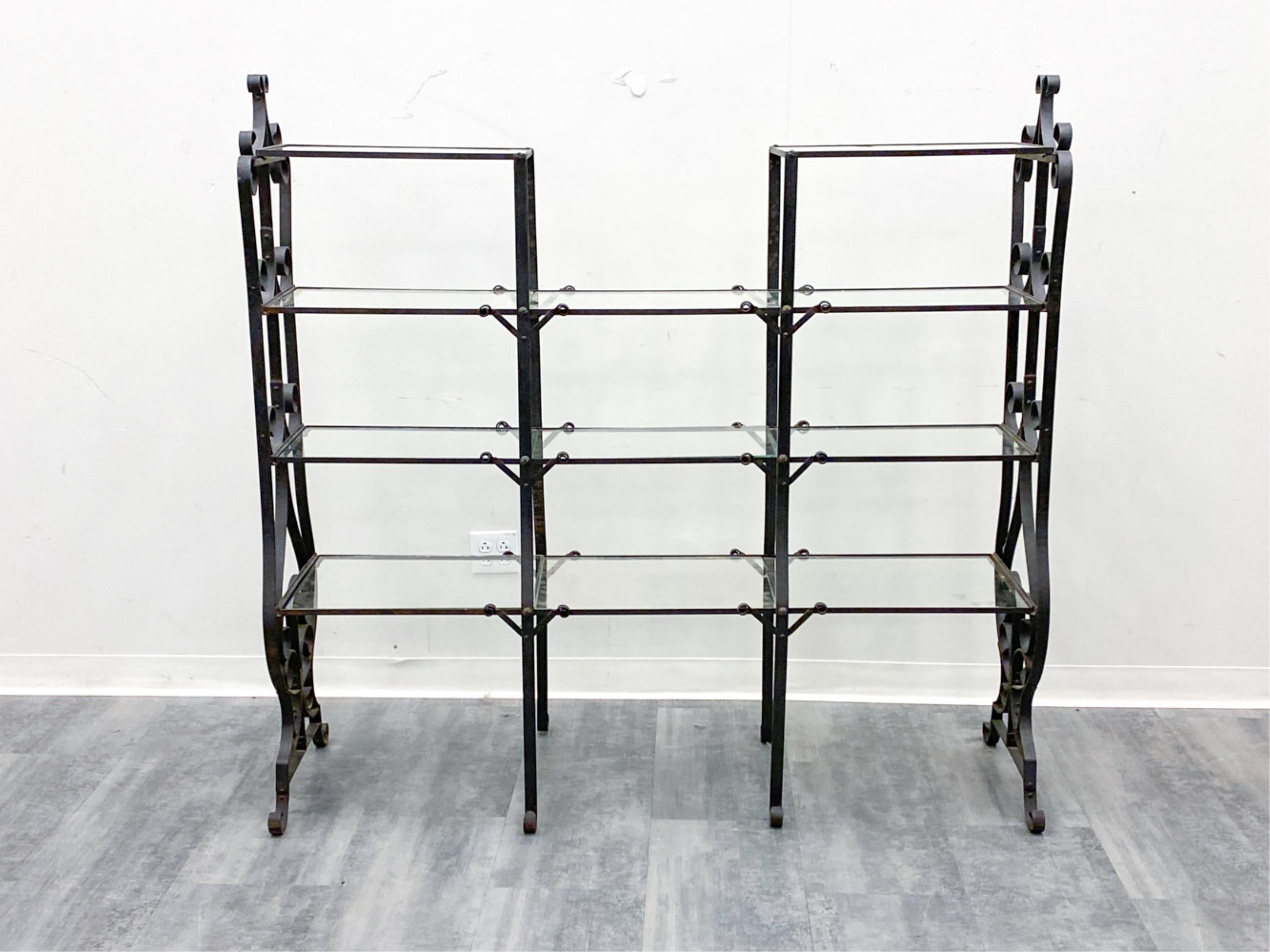 French Wrought Iron Etagere w/ Glass Shelves In Good Condition In Norwalk, CT