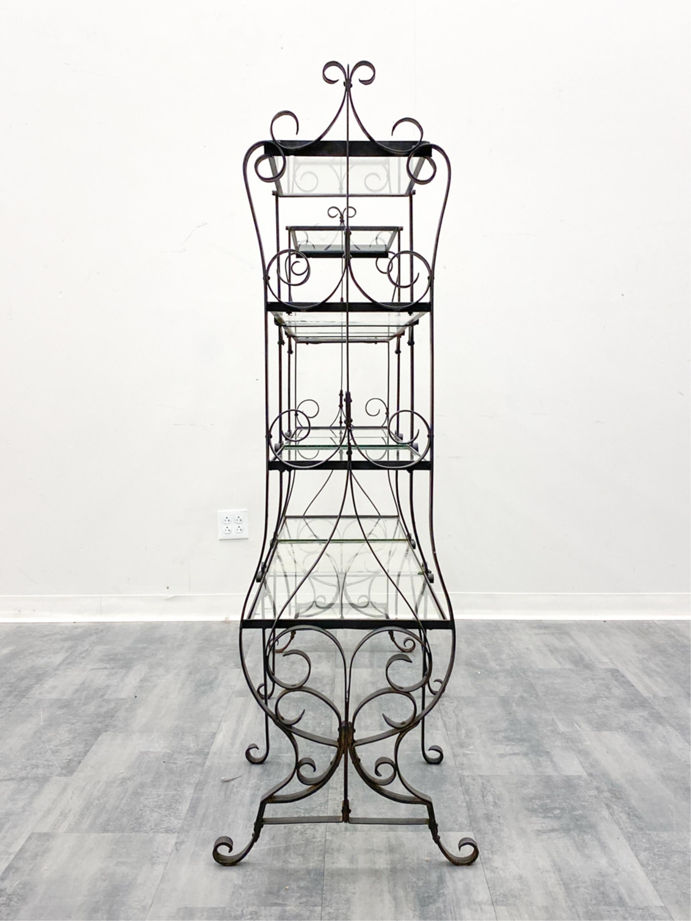 French Wrought Iron Etagere w/ Glass Shelves 2
