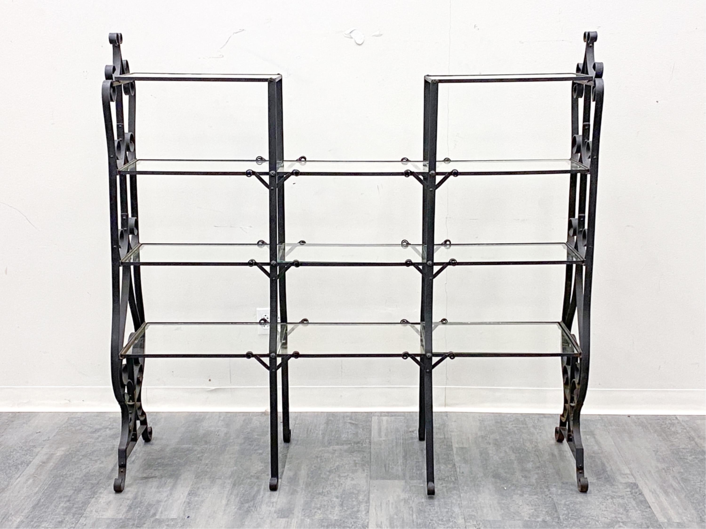 French Wrought Iron Etagere w/ Glass Shelves 3