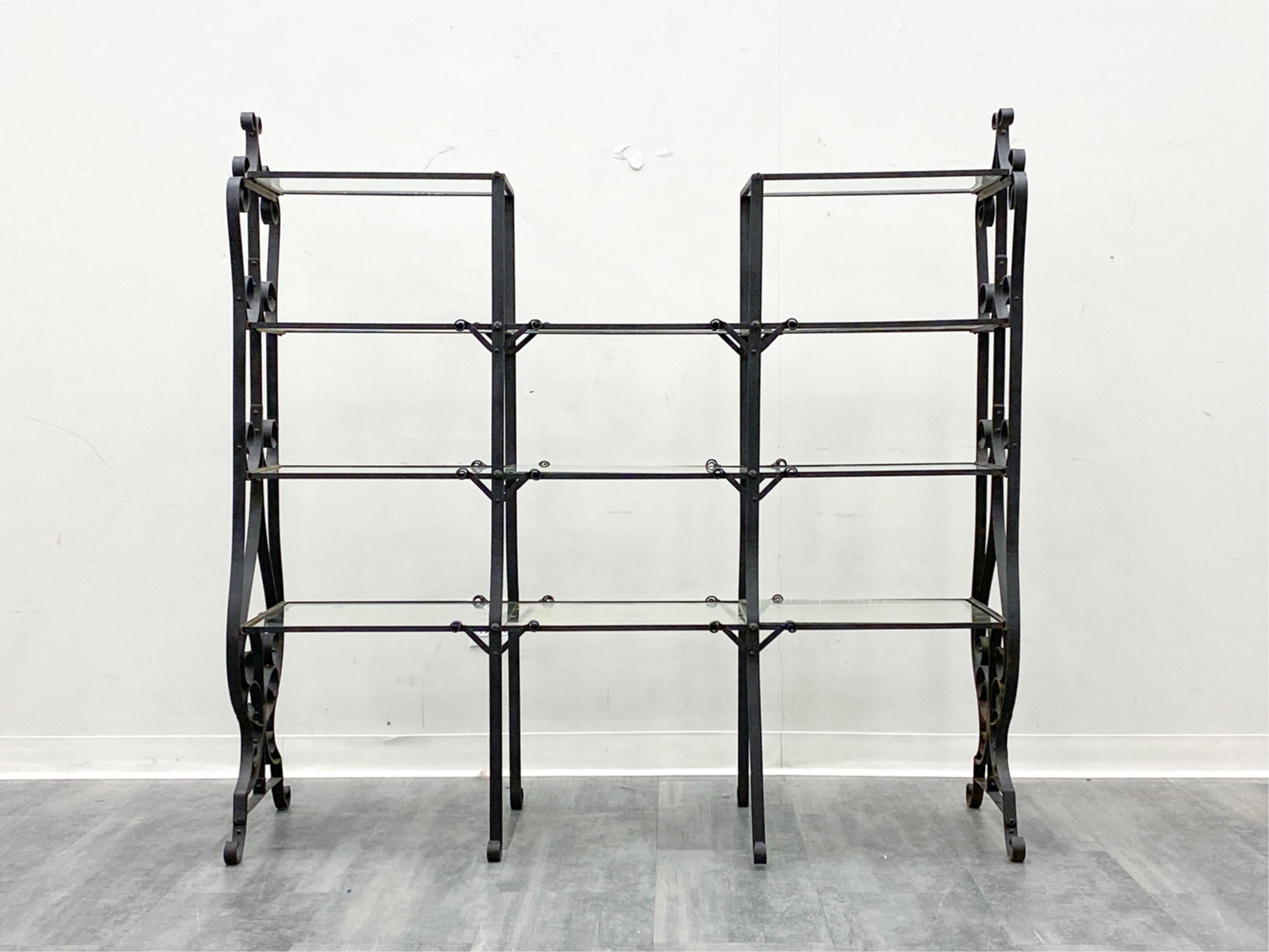 French Wrought Iron Etagere w/ Glass Shelves 4