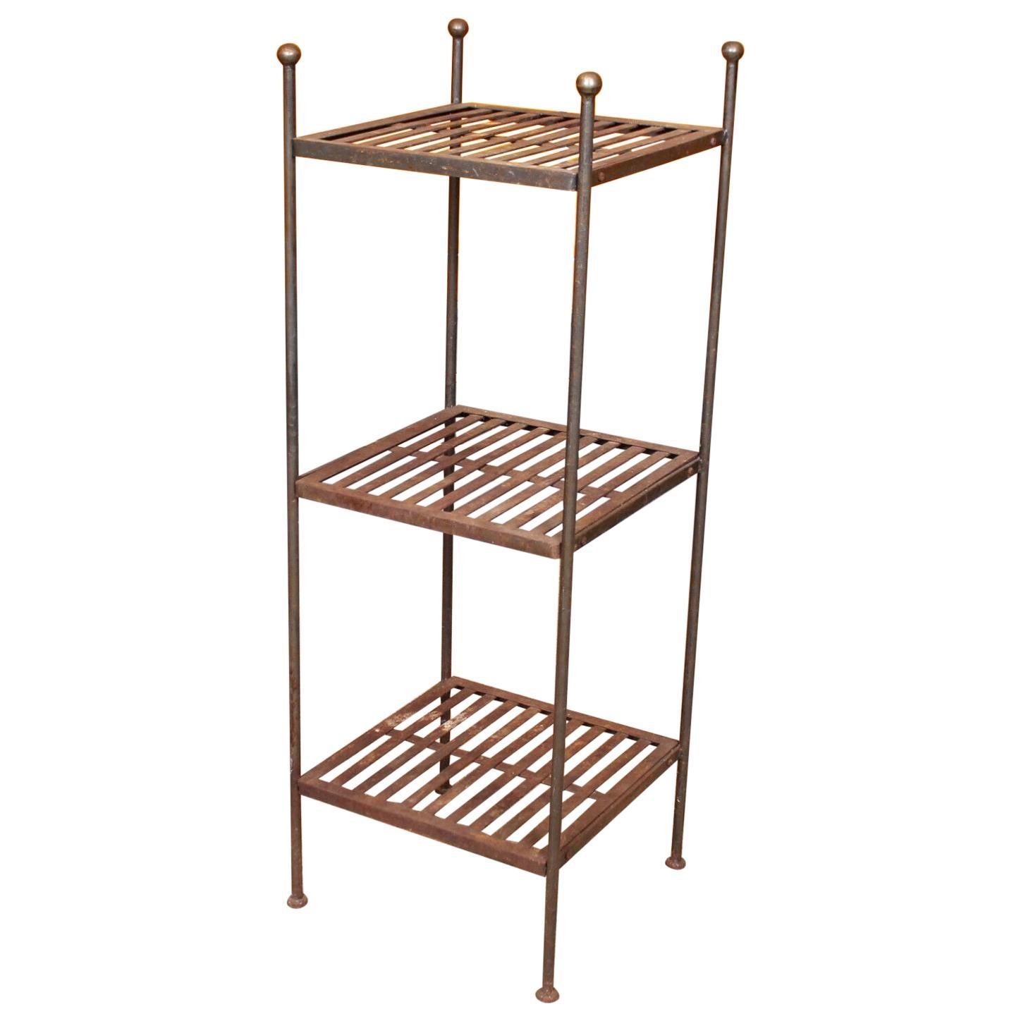 French Wrought Iron Étagère What Not Shelving Stand For Sale
