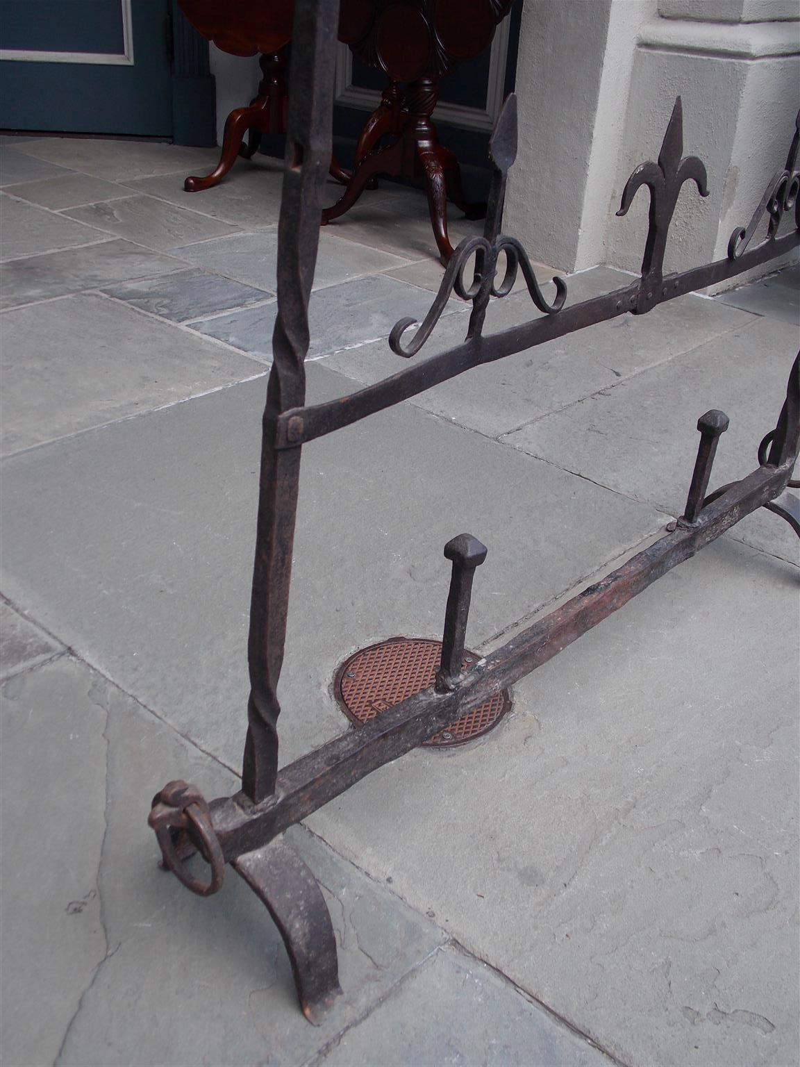 French Wrought Iron Fire Place Guard with Flanking Candle Holders, Circa 1780 In Good Condition For Sale In Hollywood, SC