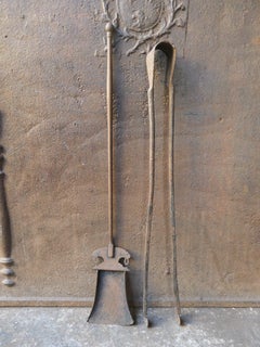 French Wrought Iron Fireplace Tools or Fire Tools, 18th Century