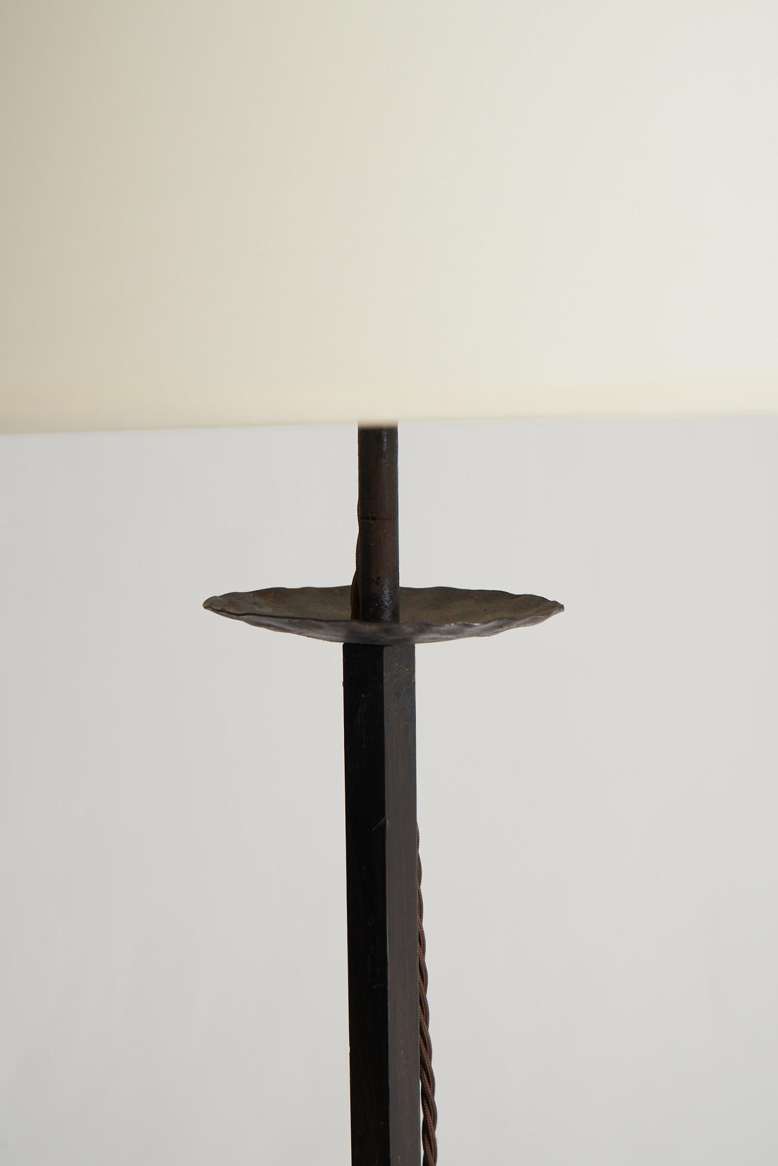 20th Century French Wrought Iron Floor Lamp