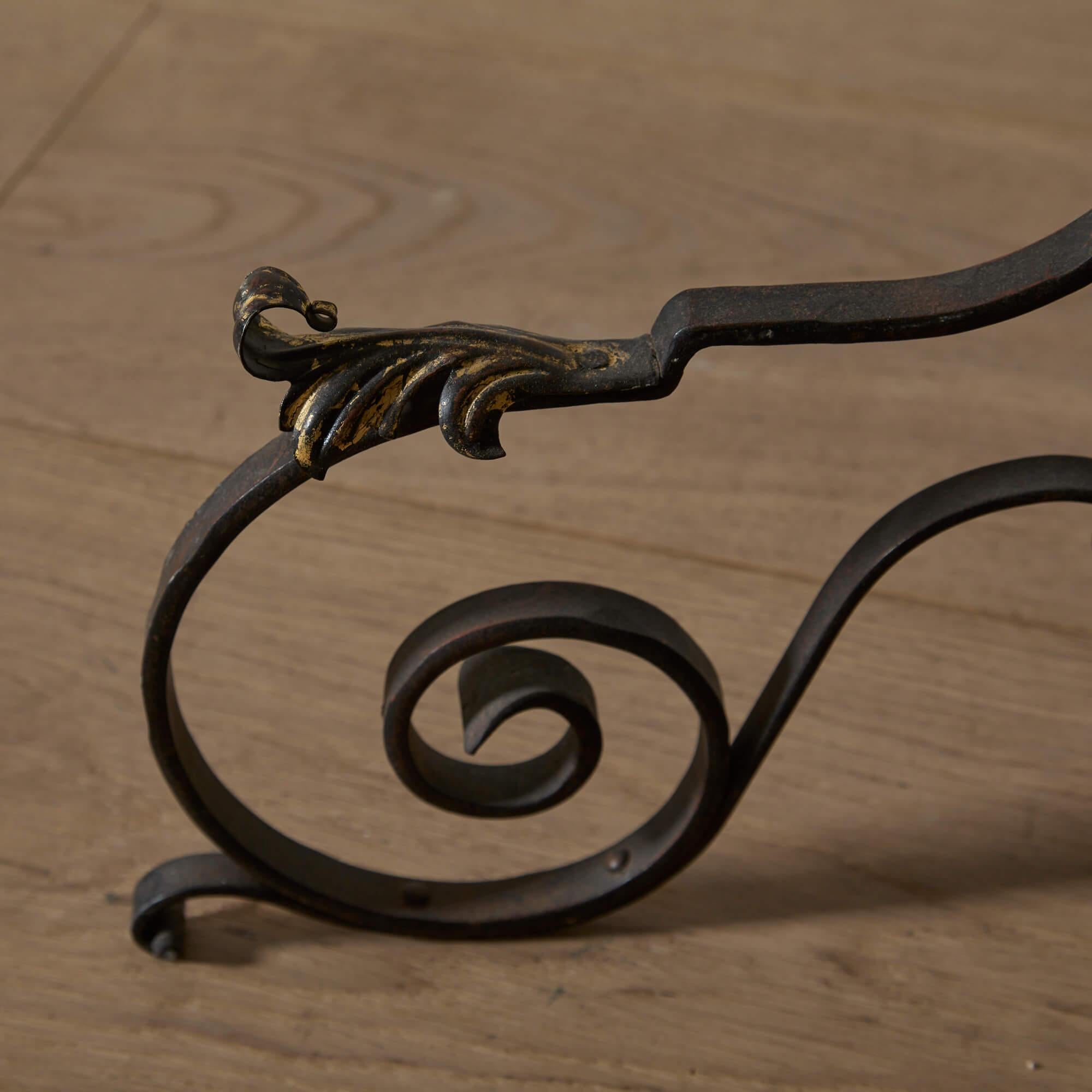Animal Skin French Wrought Iron Floor Lamp with Gilding and Parchment Shade For Sale