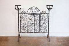 French Wrought Iron Freestanding Firescreen with Warming Holders, circa 1880