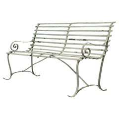 French Wrought Iron Garden Bench Painted