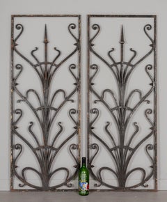 French Wrought Iron Garden Gate Grille Pair