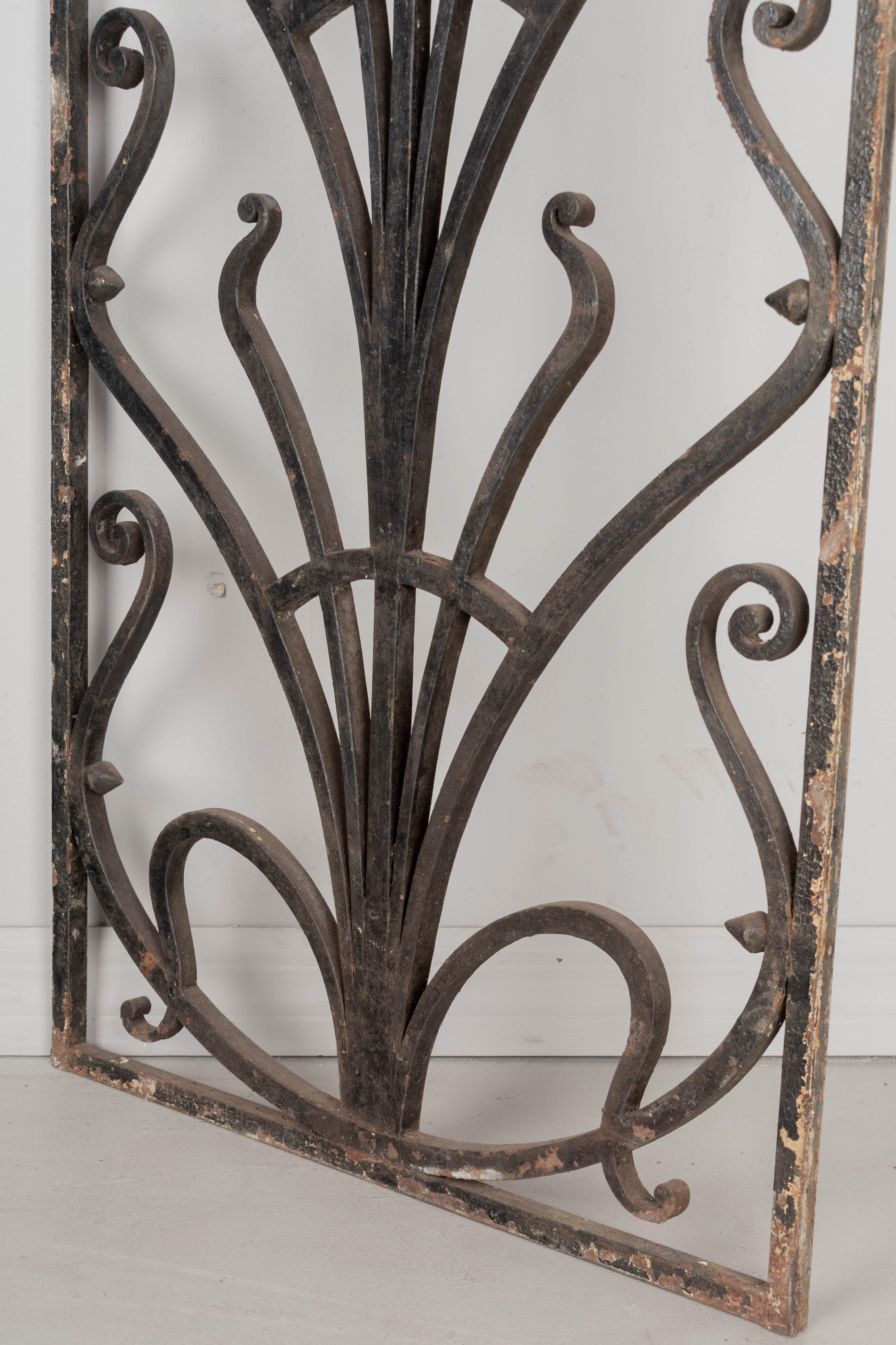French Wrought Iron Garden Gate Grille Pair For Sale 1