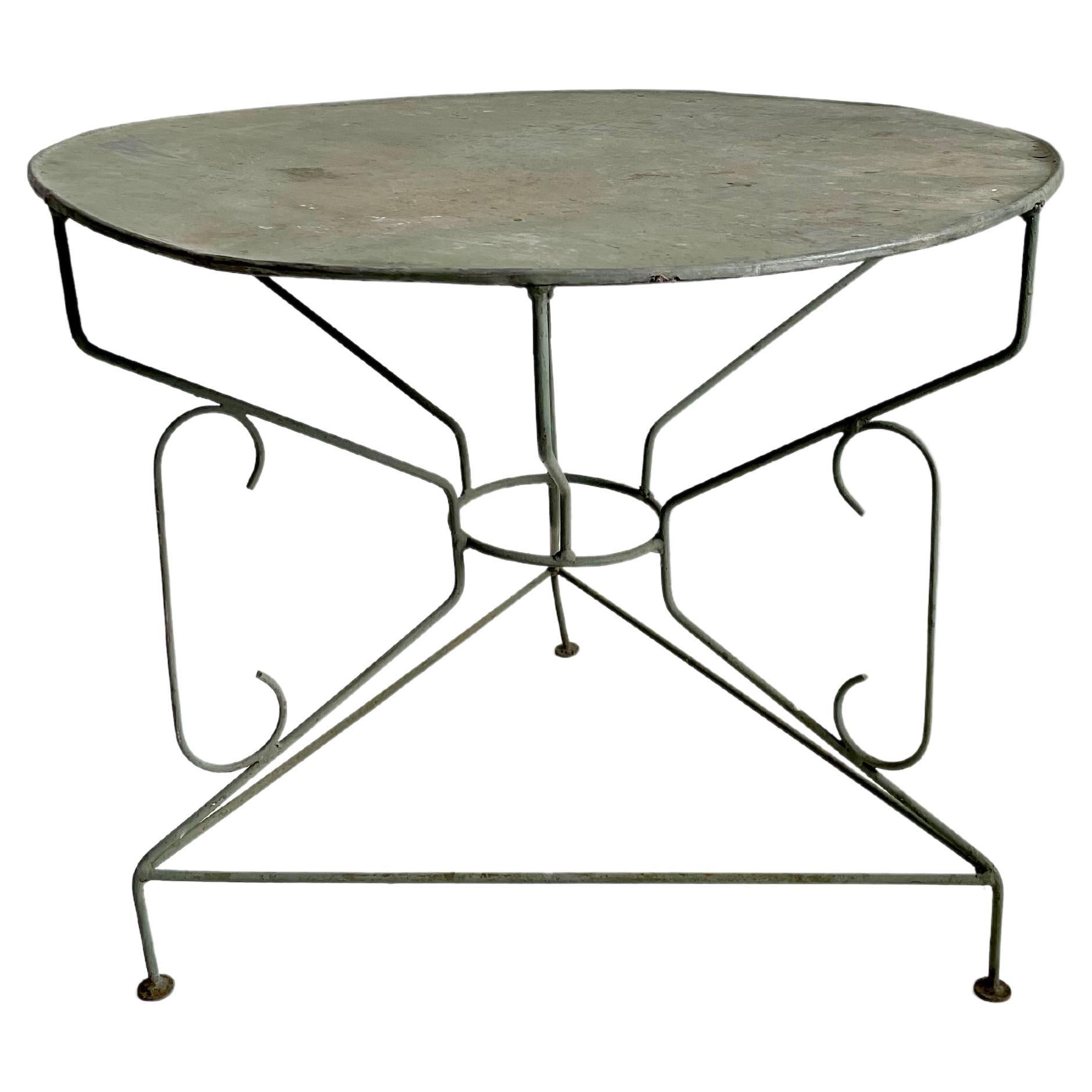 Vintage 1950s Wrought Iron Garden Set with Two Tables and Eight Chairs