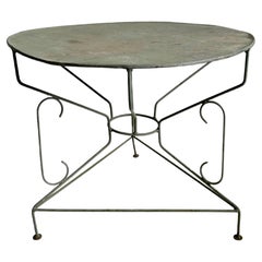 French Wrought Iron Garden Patio Cafe Coffee Table, ca 1950s