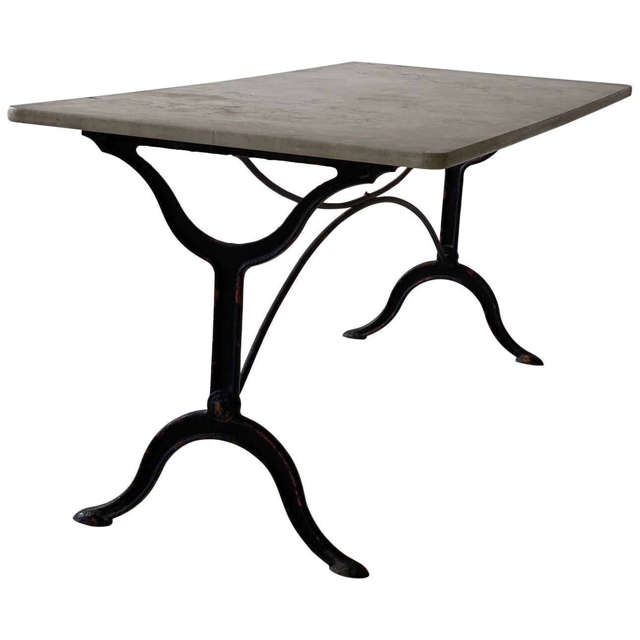 French Wrought Iron Garden Table with Marble Top