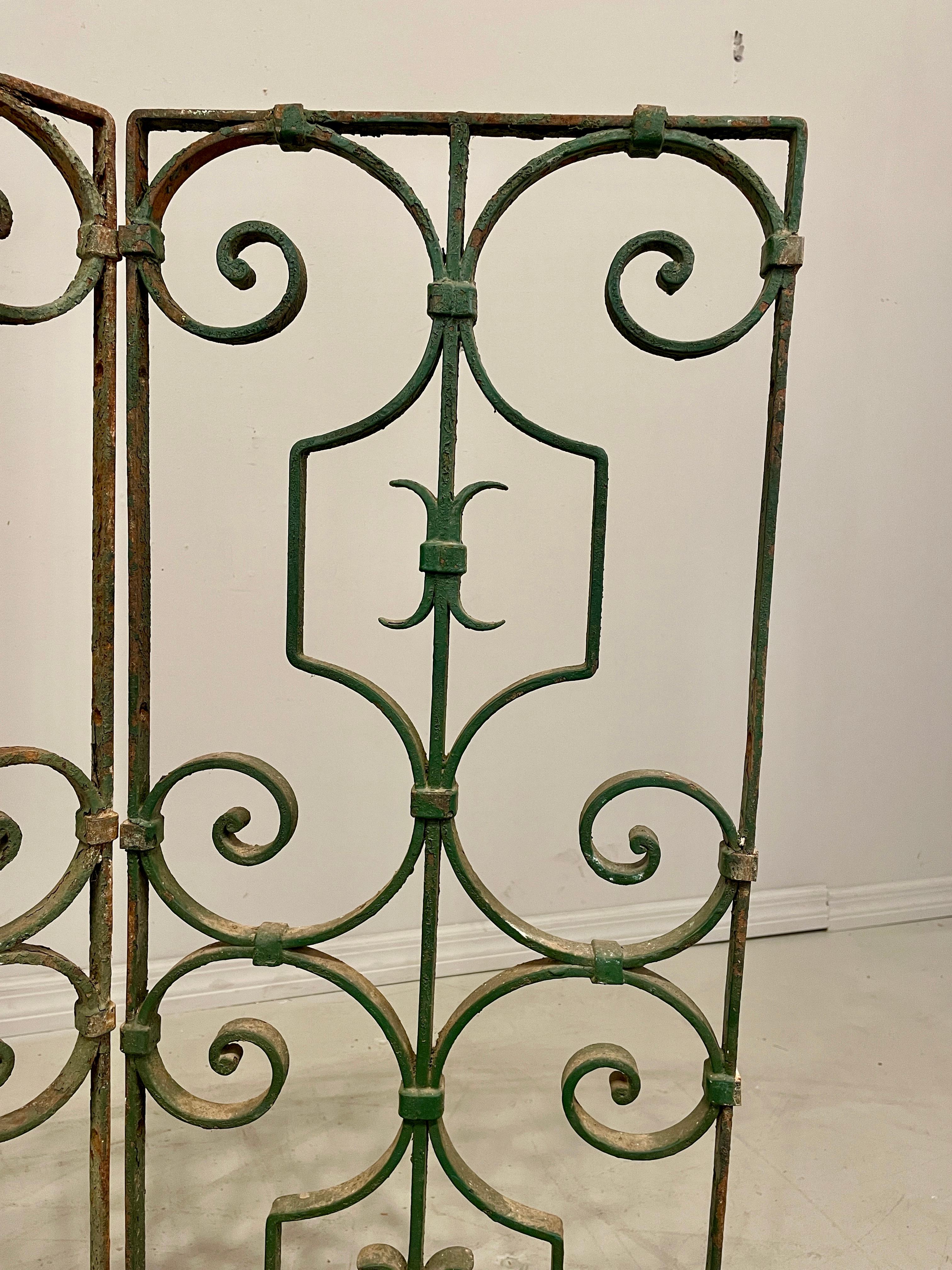 European French Wrought Iron Gates, a Pair For Sale