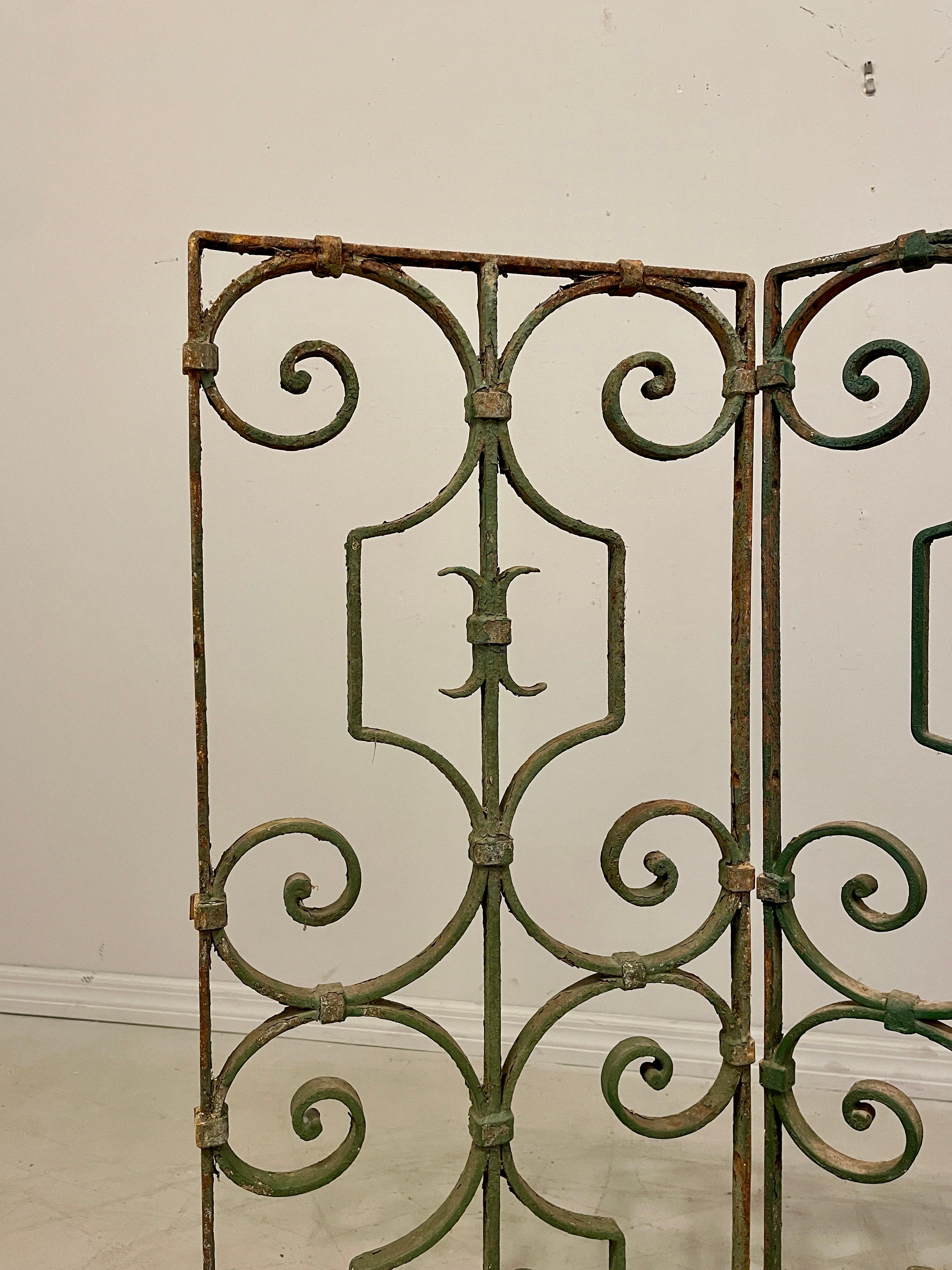 Hand-Crafted French Wrought Iron Gates, a Pair For Sale