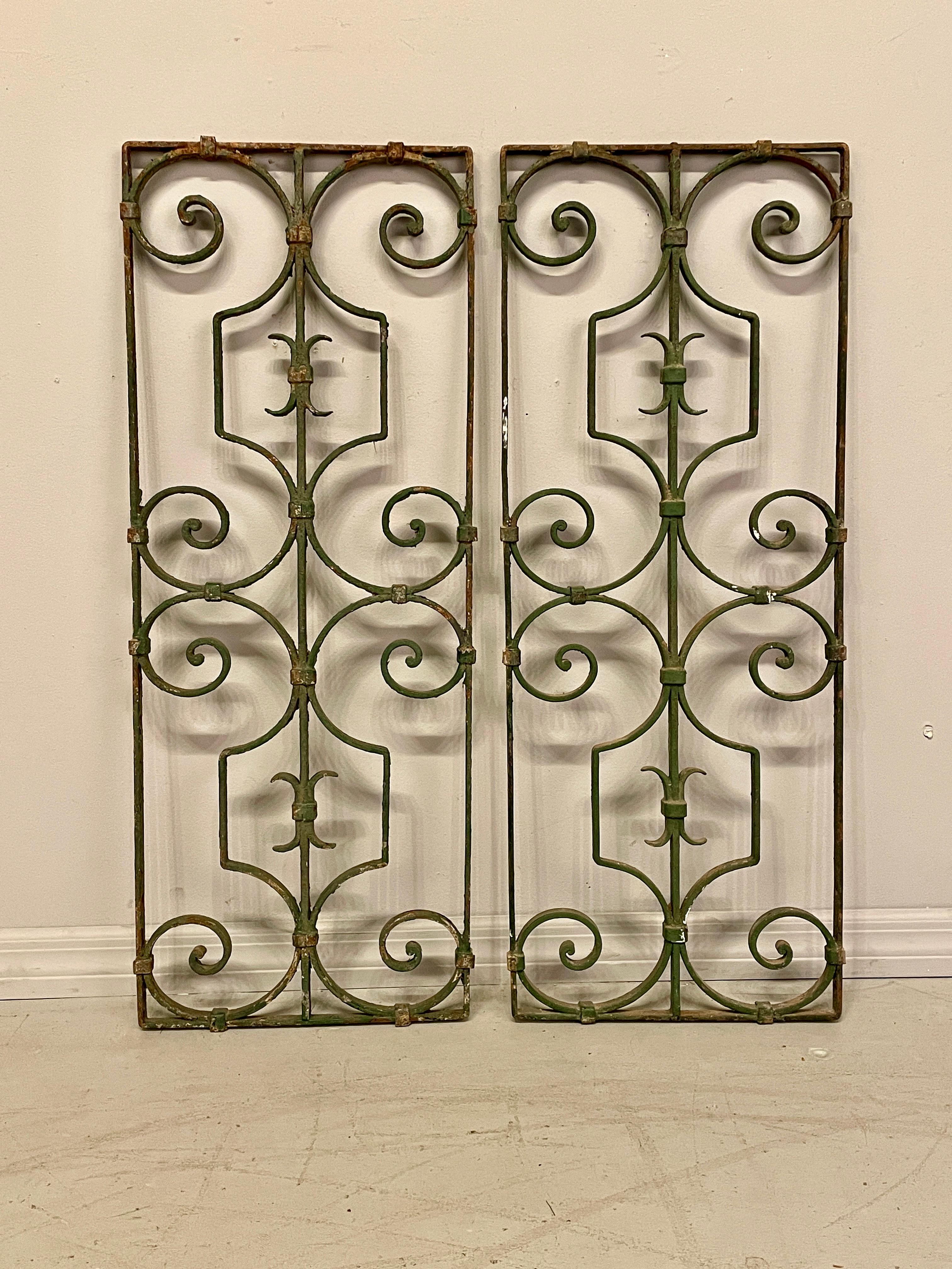 20th Century French Wrought Iron Gates, a Pair For Sale