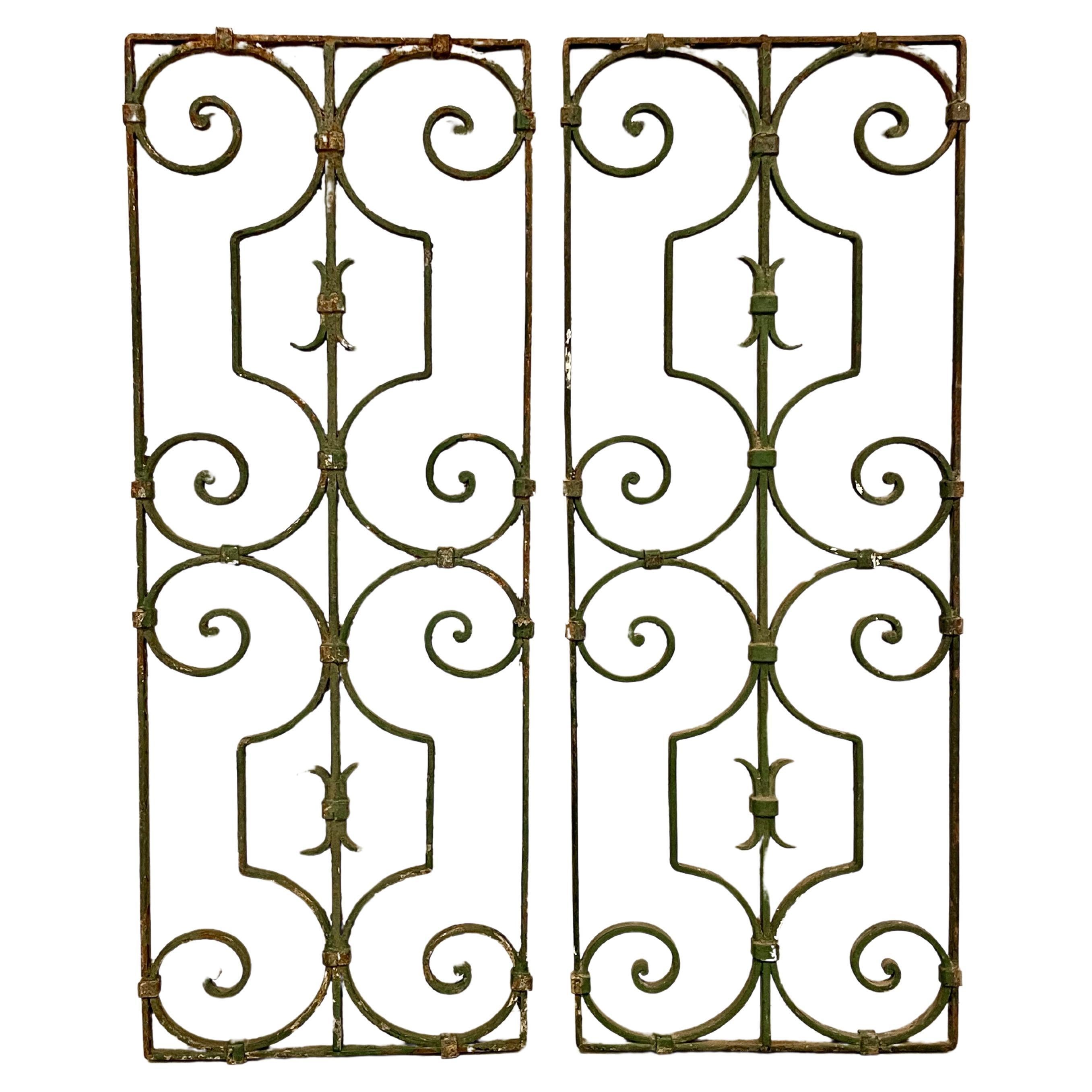 French Wrought Iron Gates, a Pair For Sale