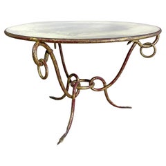 French Wrought Iron Gold Coffee Table Rene Drouet, 1940’s
