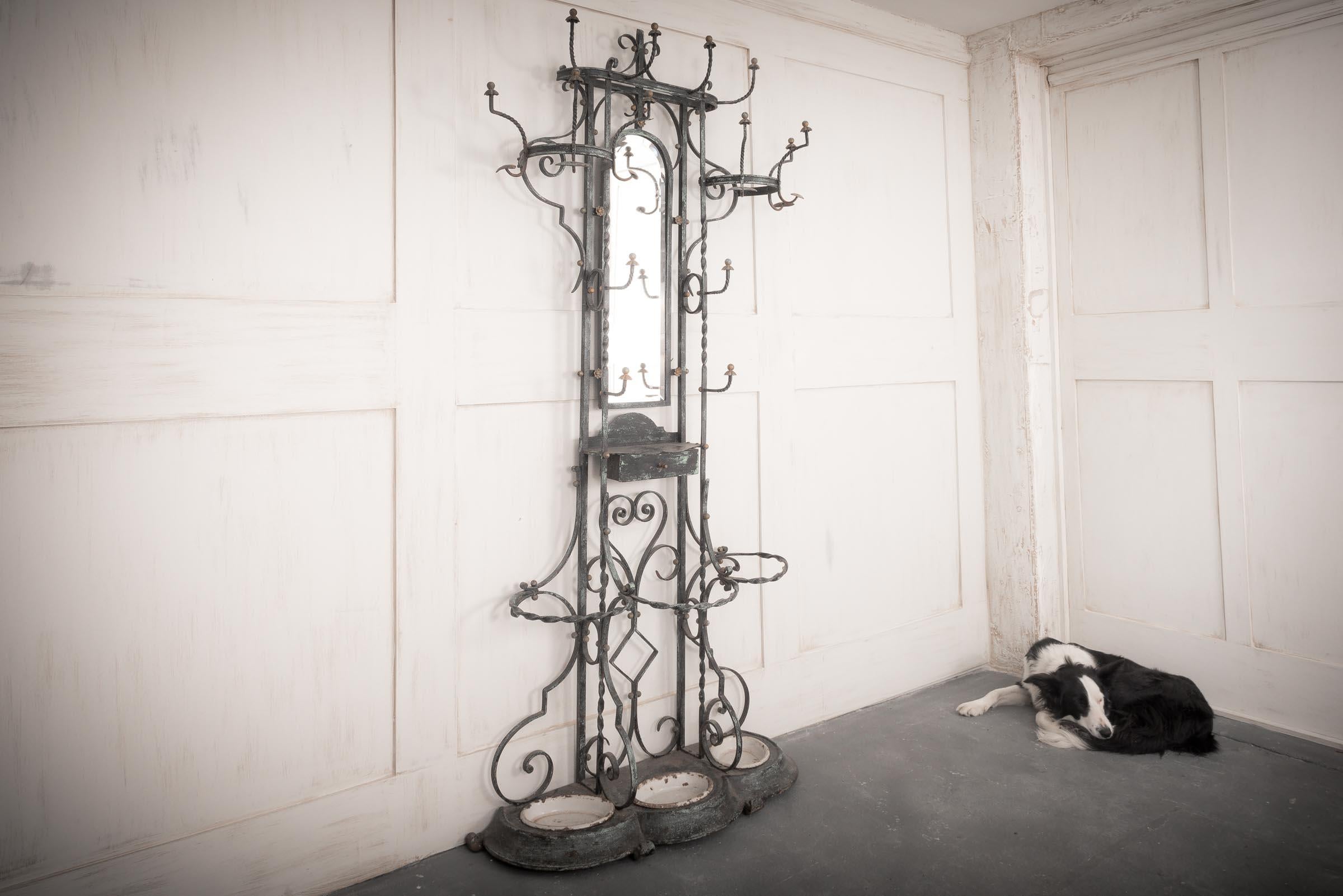 French Wrought Iron Hall stand For Sale 6