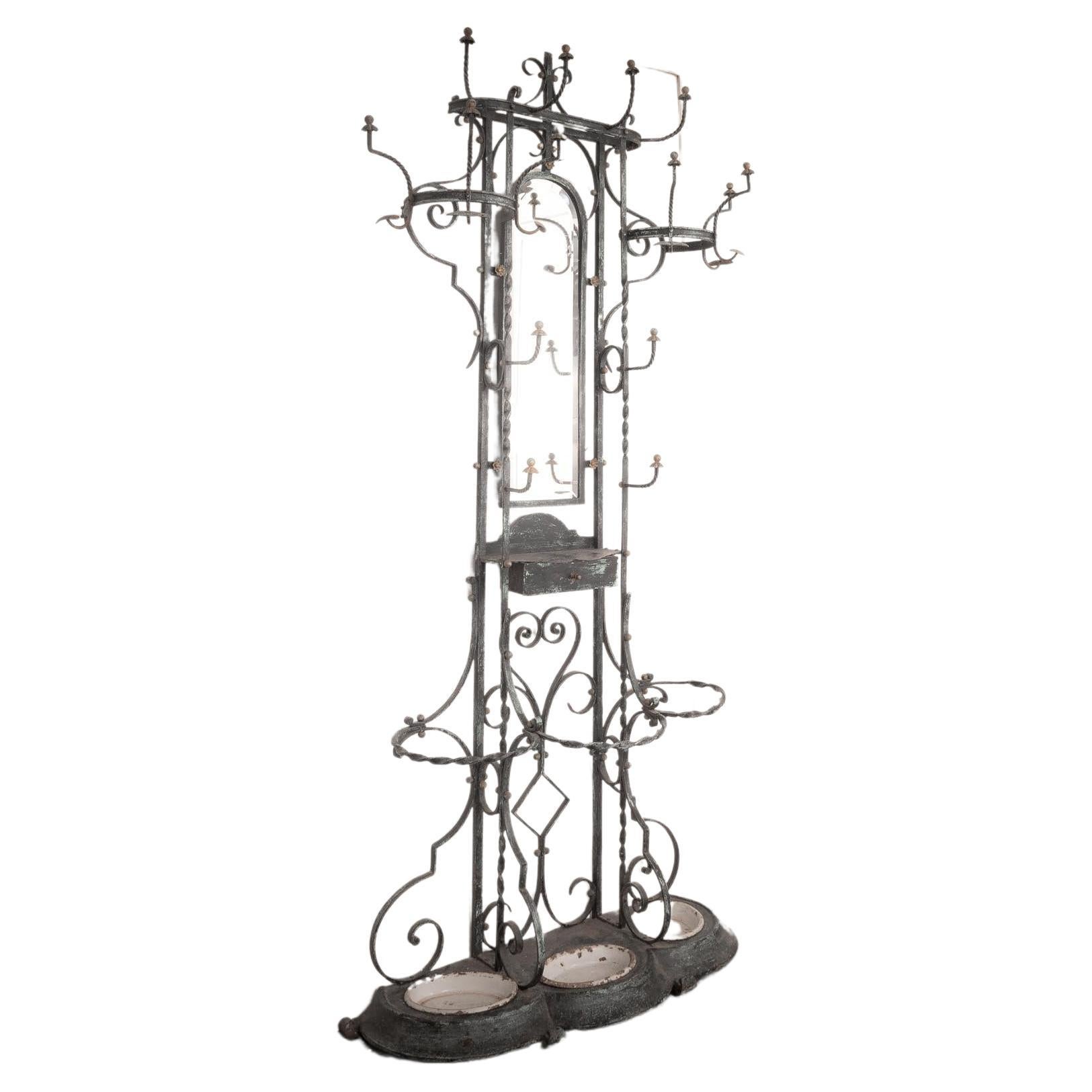 French Wrought Iron Hall stand For Sale