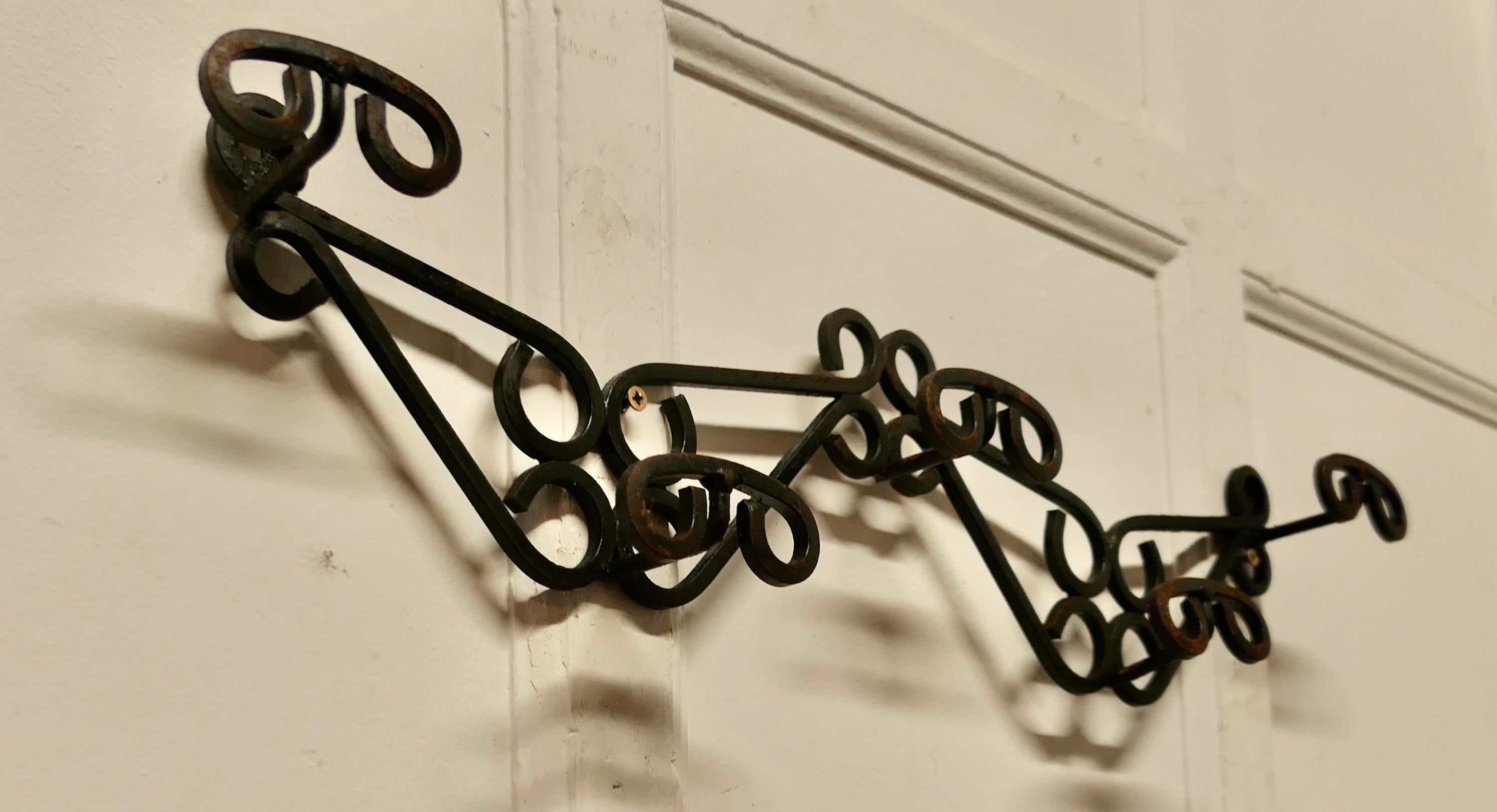 French Wrought Iron Hat and Coat Rack   This is a heavy quality piece in wrought In Good Condition For Sale In Chillerton, Isle of Wight
