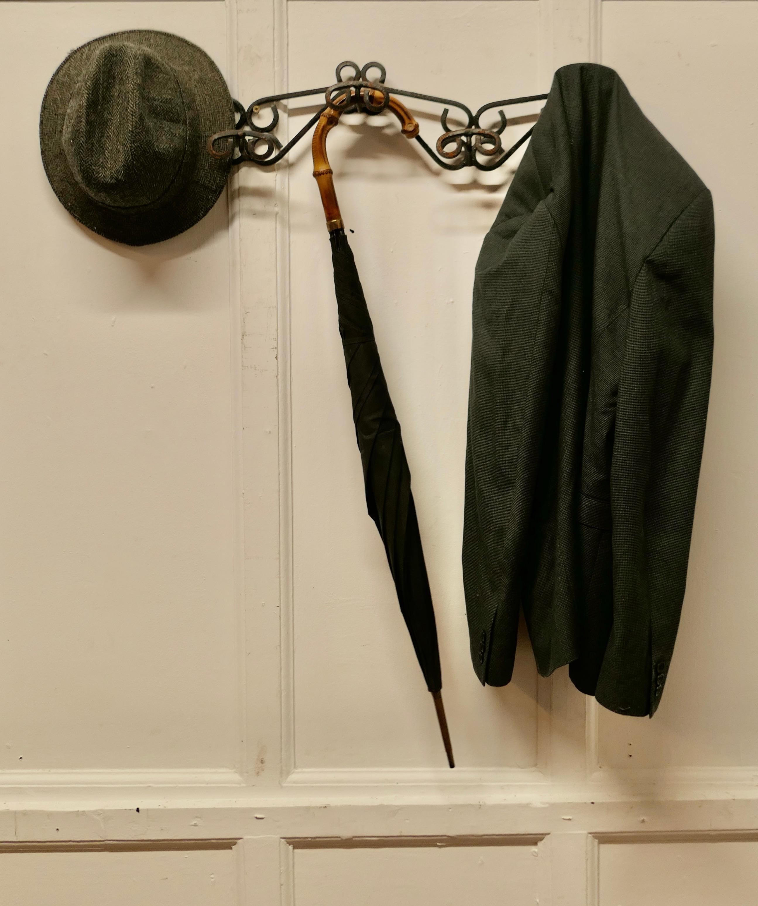 French Wrought Iron Hat and Coat Rack   This is a heavy quality piece in wrought For Sale 2