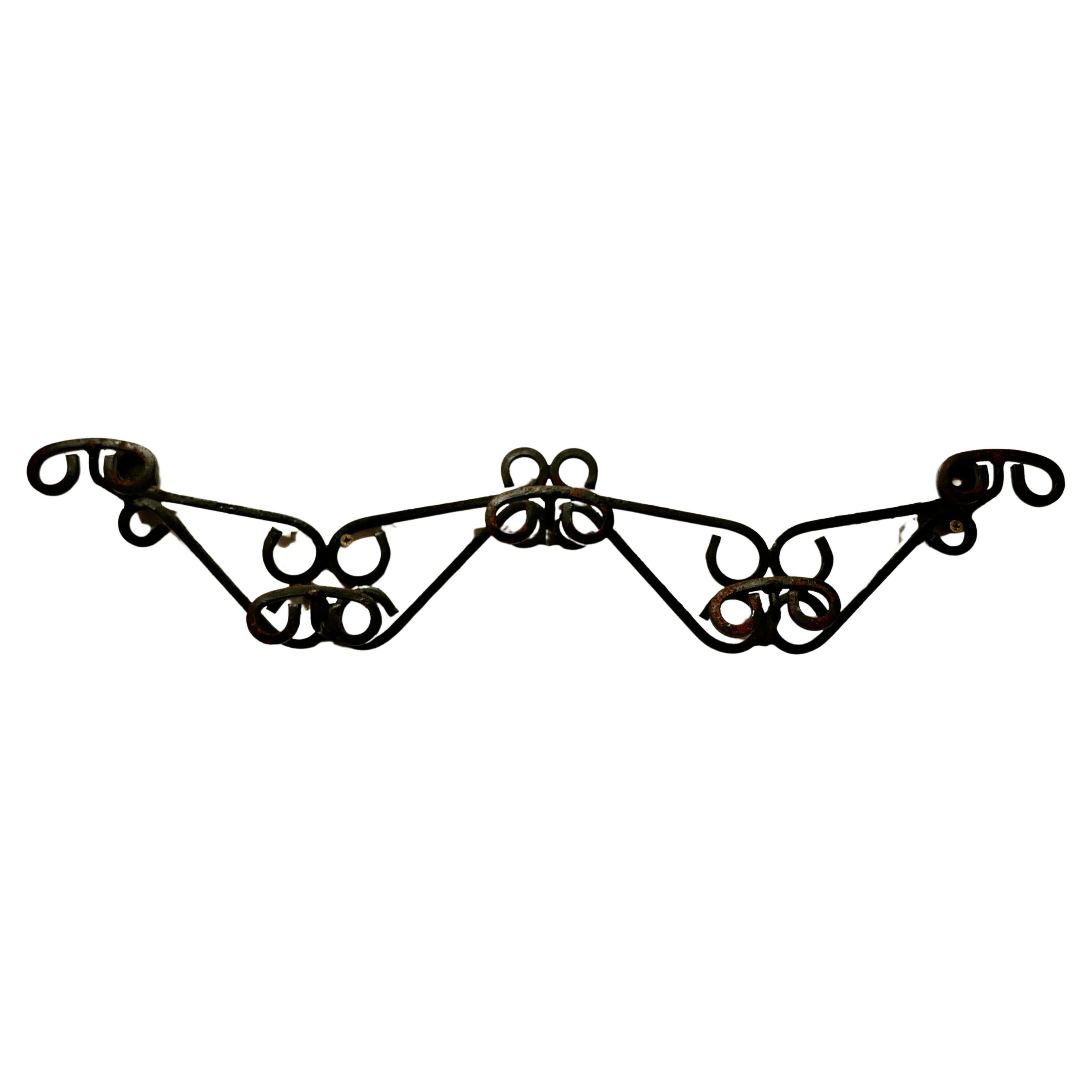 French Wrought Iron Hat and Coat Rack   This is a heavy quality piece in wrought For Sale