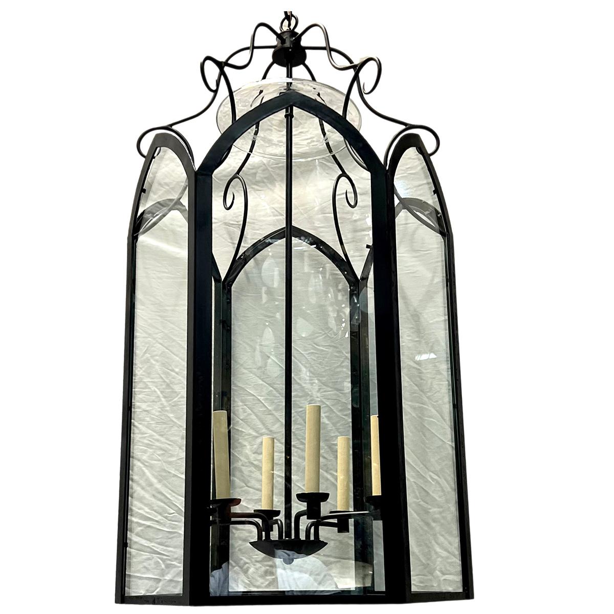 French Wrought Iron Lantern In Good Condition For Sale In New York, NY
